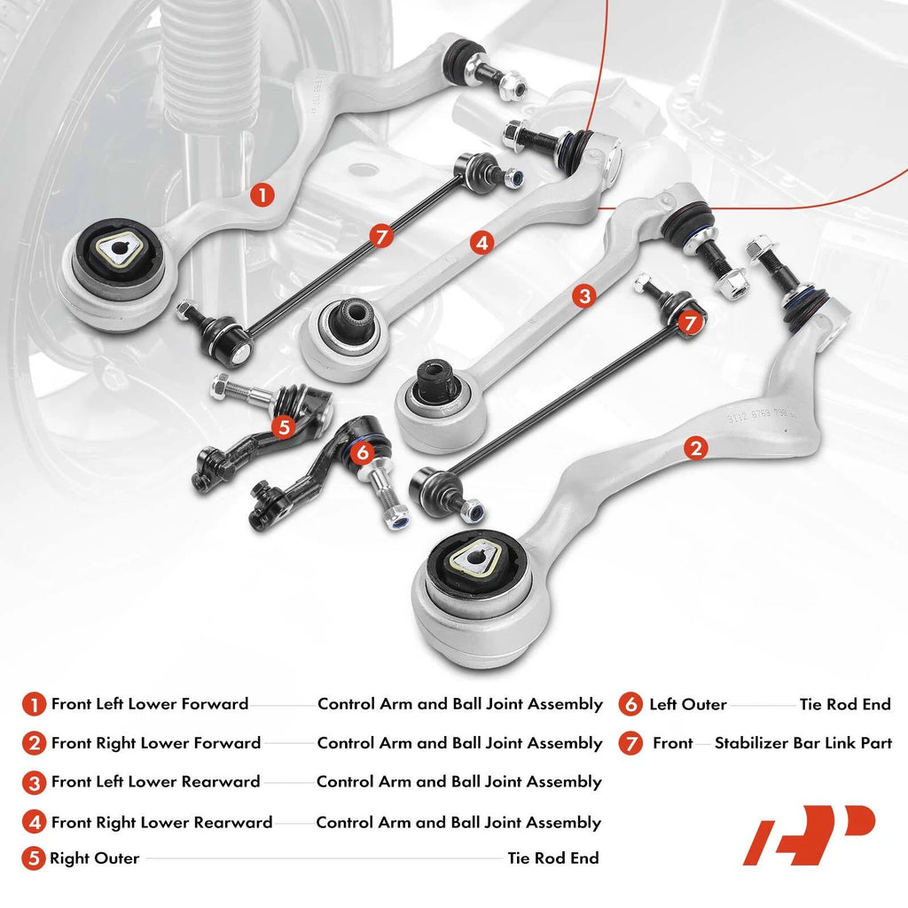 8x Front Control Arm with Ball Joint for BMW E82 128i 135i (2008-2013)