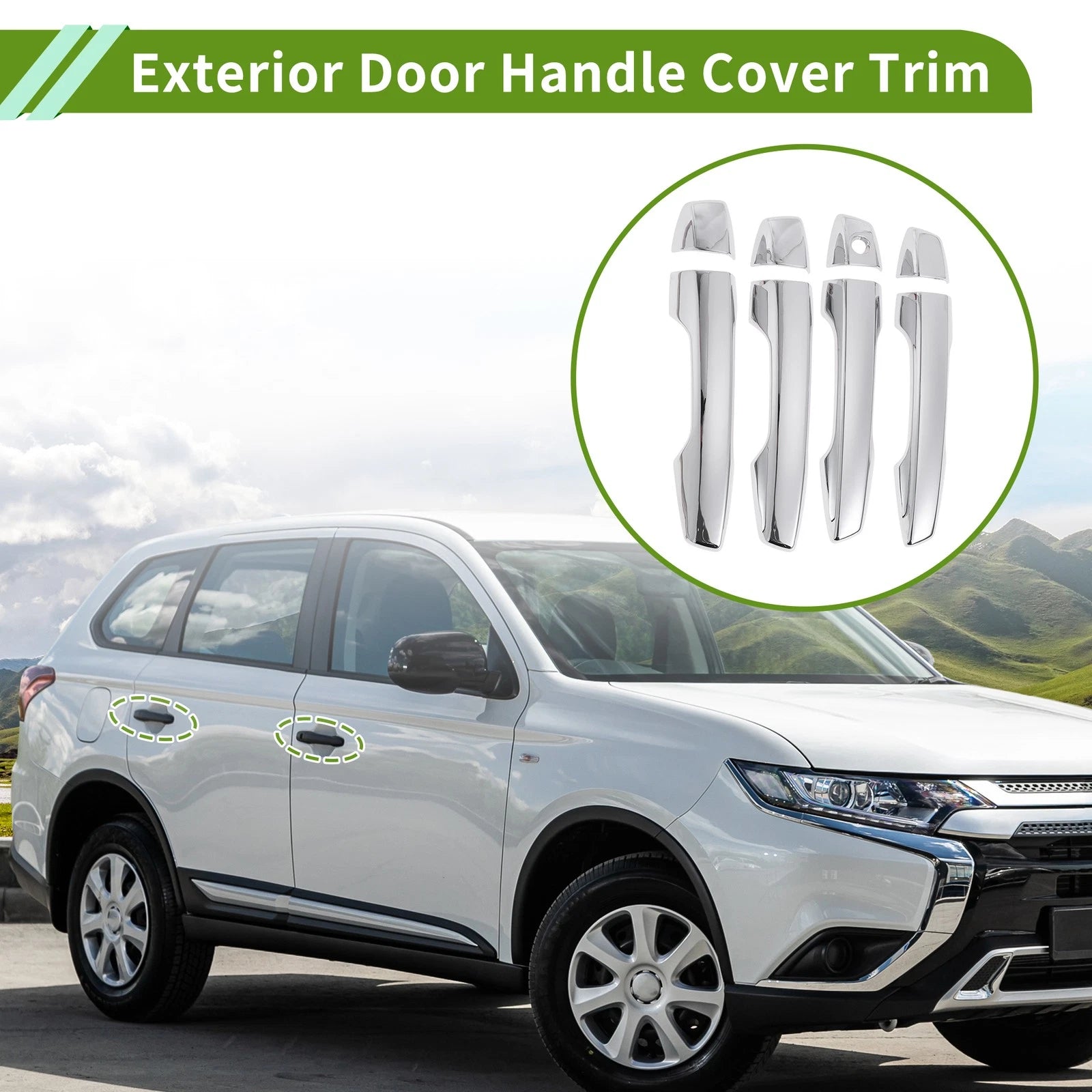Exterior Door Handle Cover Trim for Mitsubishi Outlander (2022–2025) Silver Tone