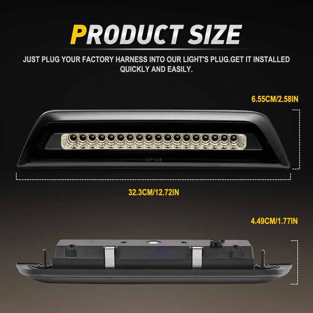 F1 Style Hyper Flash LED Smoke 3rd Brake Light for Toyota Tacoma (2016–2023)