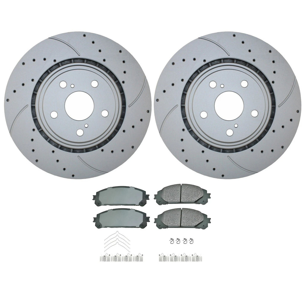 Front Brake Kit with 328mm Drilled Rotors & Akebono Pads for NX300h (2015–2022)