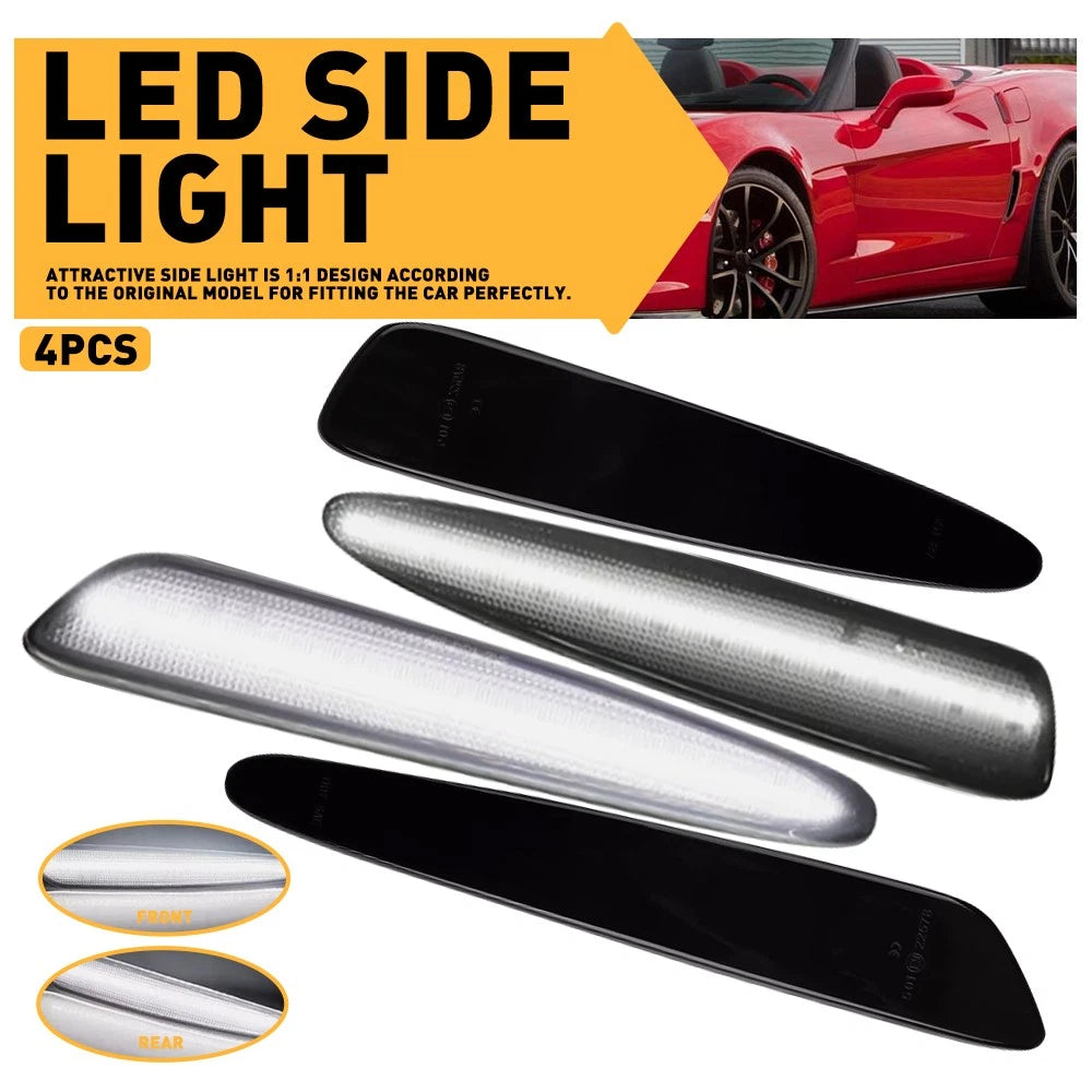 4X LED Side Marker Lights Smoke Lens for Chevy C6 Corvette (2005–2013)