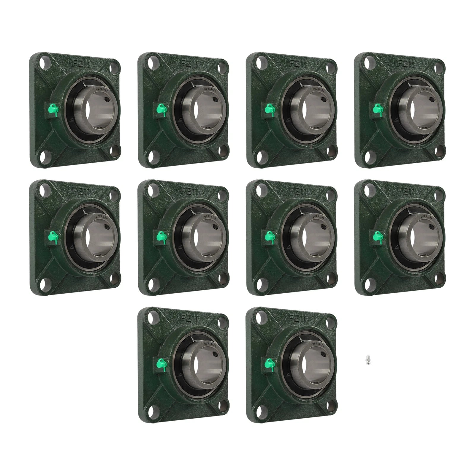 Set of 10 Pillow Block Flange Bearings for UCF211 (2" Bore)