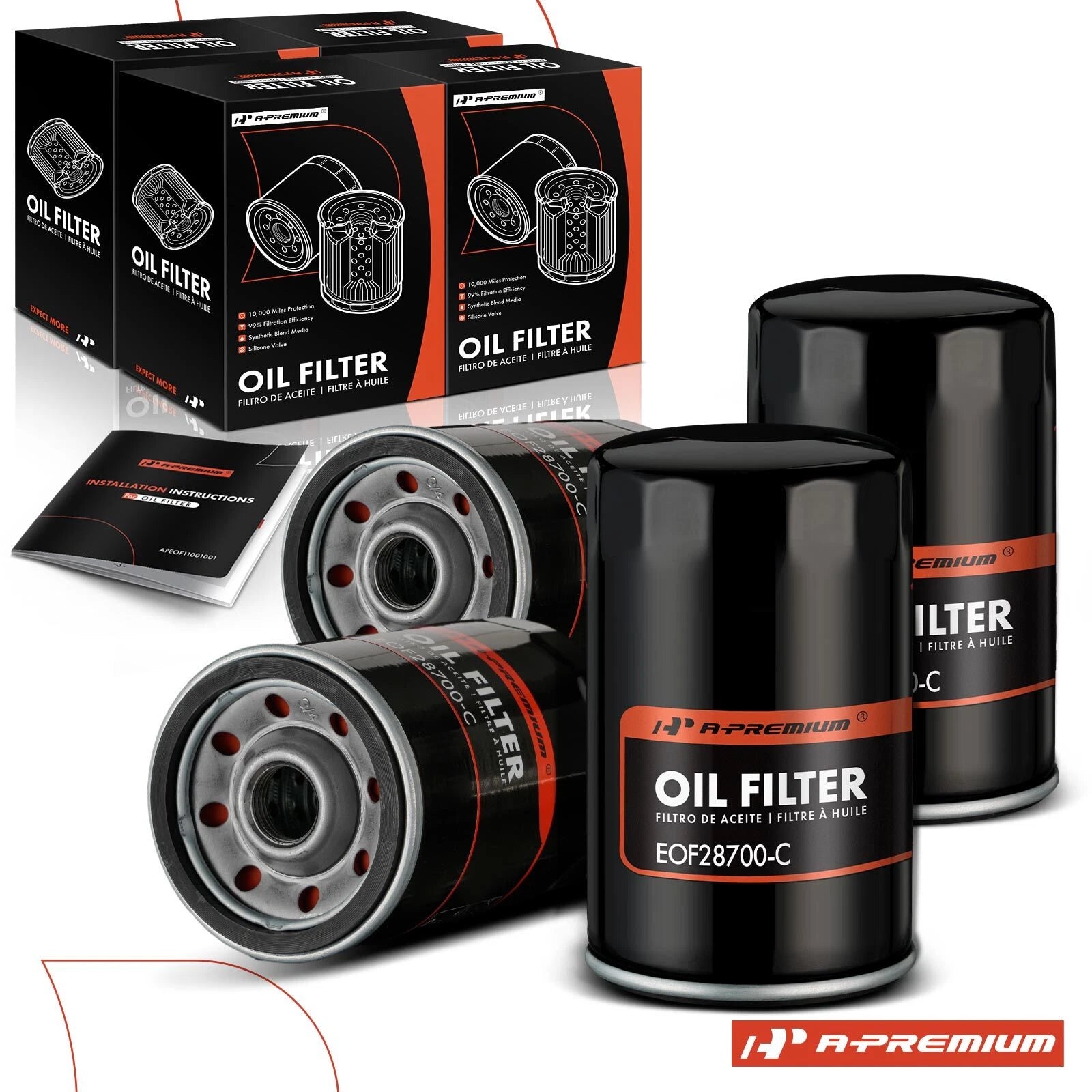Set of 4 Engine Oil Filters for Volkswagen Jetta (1980–2005, 2011–2015)