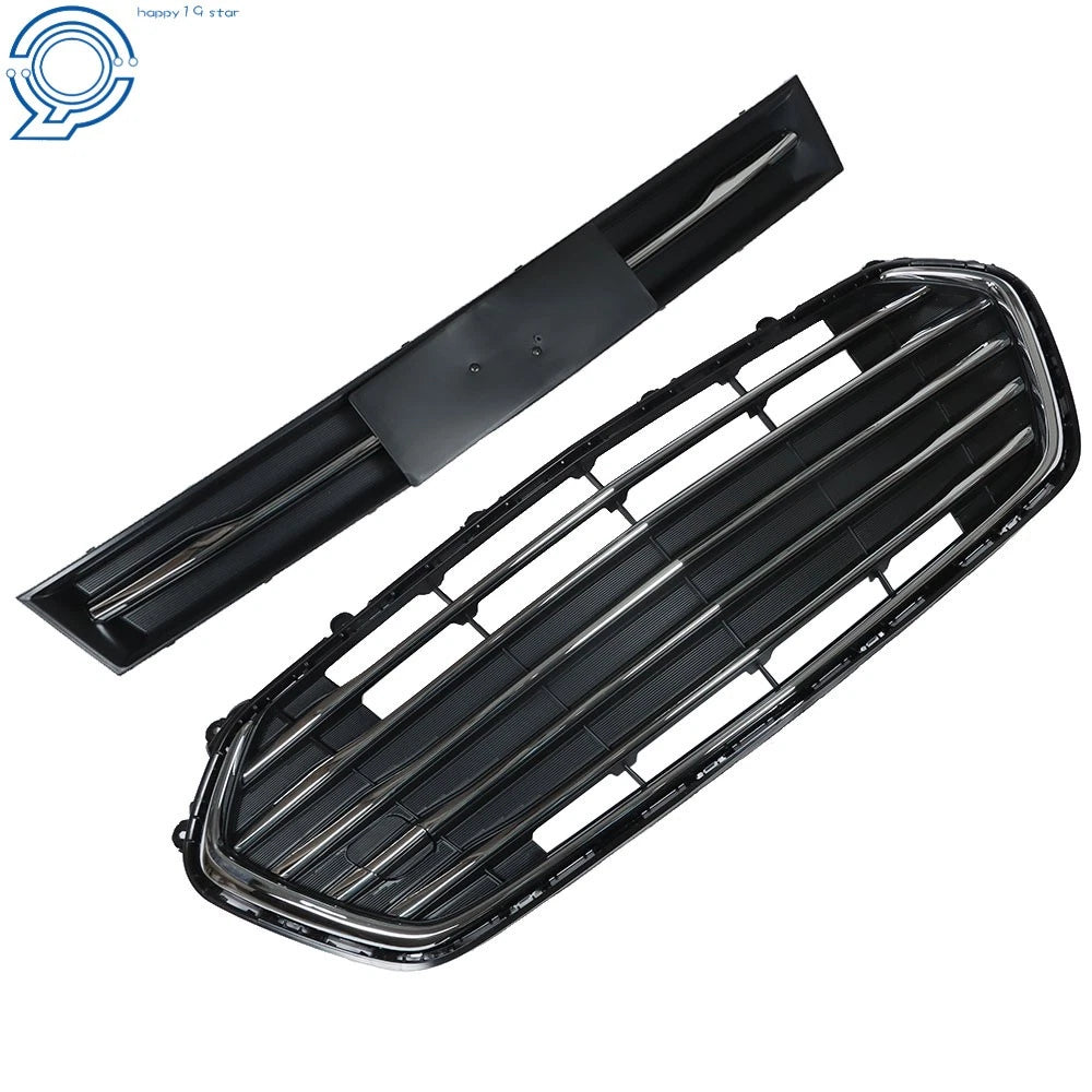 Set of 2 Front Bumper Grilles for Chevy Trax (2017–2020) Black Chrome Trim