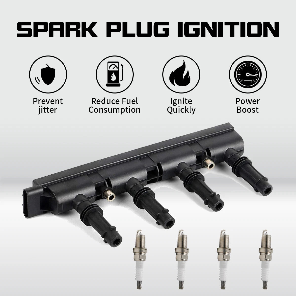 OEM Ignition Coil & 4 Spark Plugs for Buick Cadillac Chevy Cruze Sonic Trax (2011–2020) UF669
