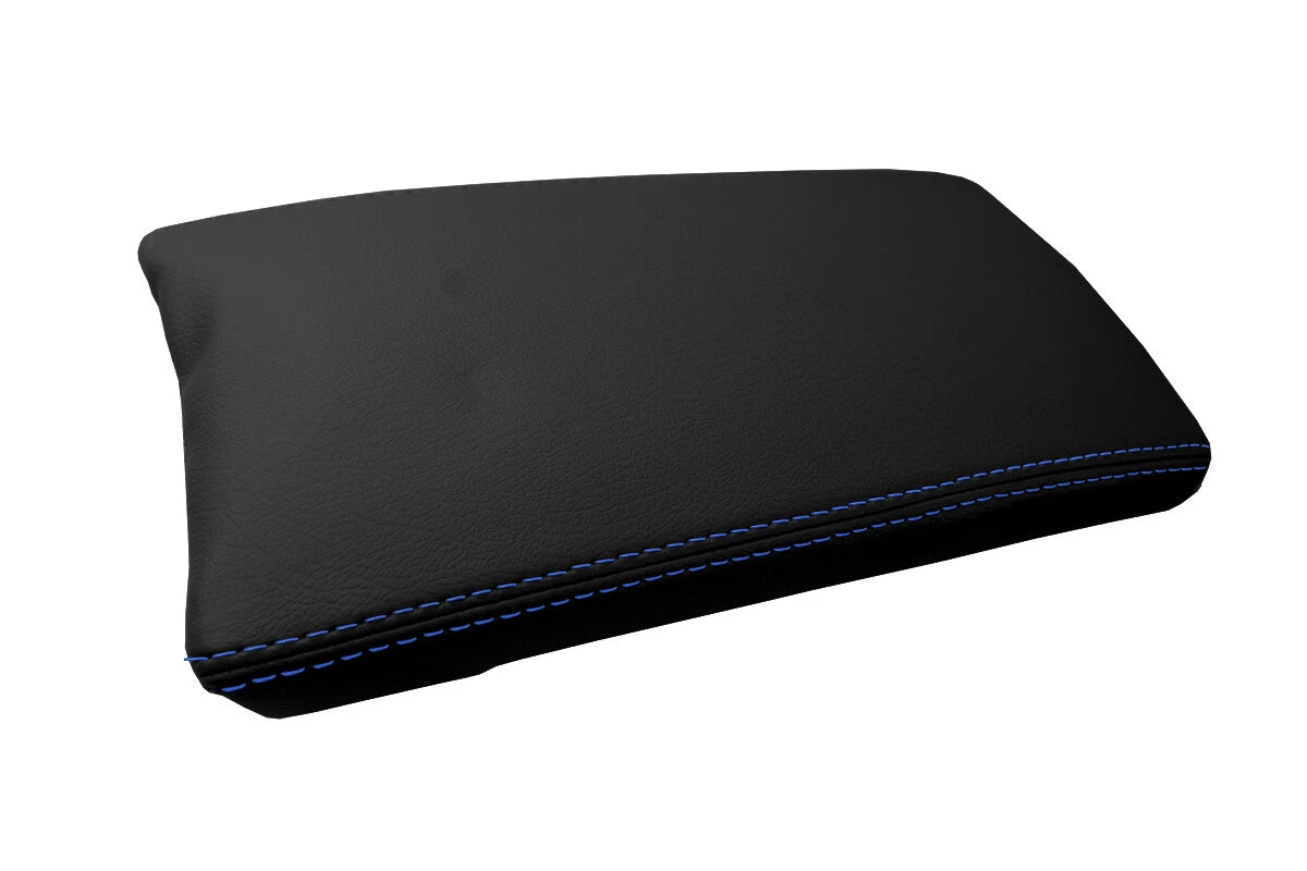 Leather Console Lid Armrest Cover for Toyota Prius (2010–2015) Blue Stitch