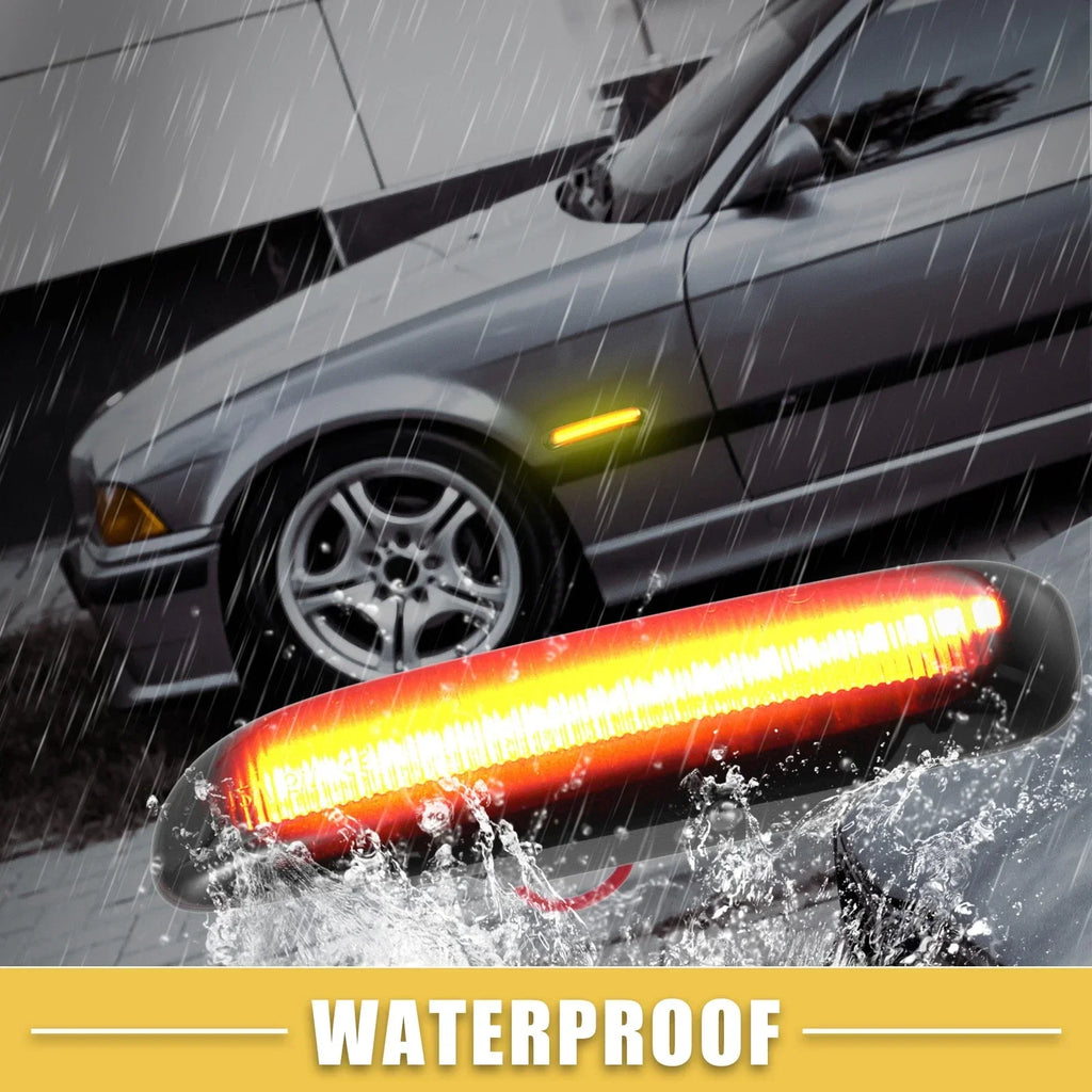 Front LED Side Marker Light for BMW Black Lens Amber Light 1 Pair