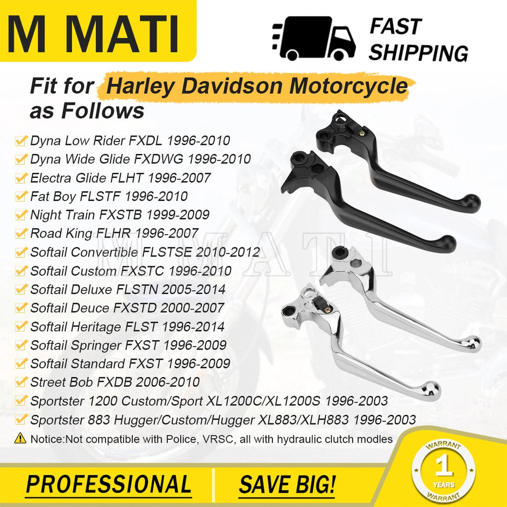 Chrome/Black Brake Clutch Lever for Harley Sportster 1200 (1996–2003)