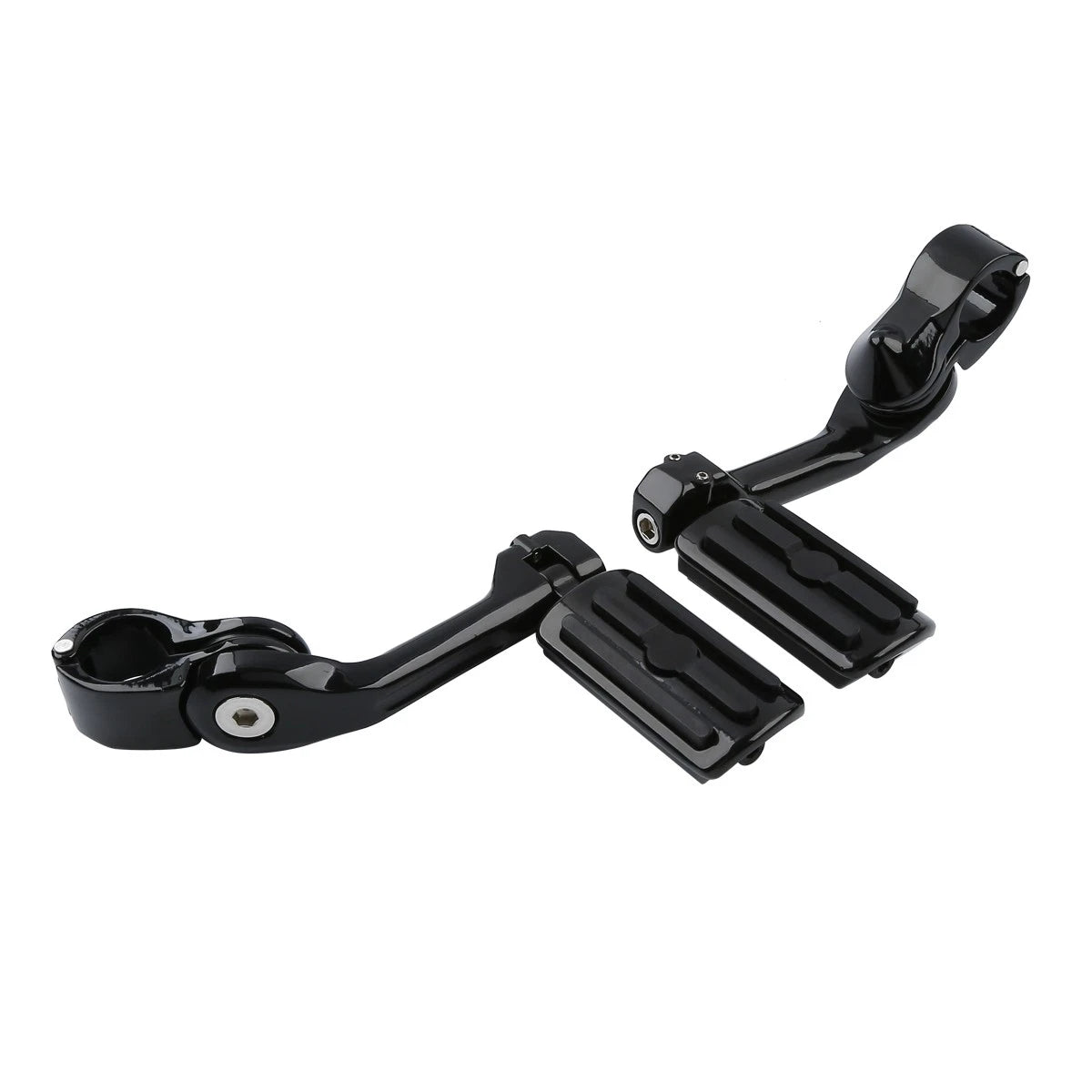 1 1/4" Black Adjustable Highway Long Angled Foot Pegs for Harley