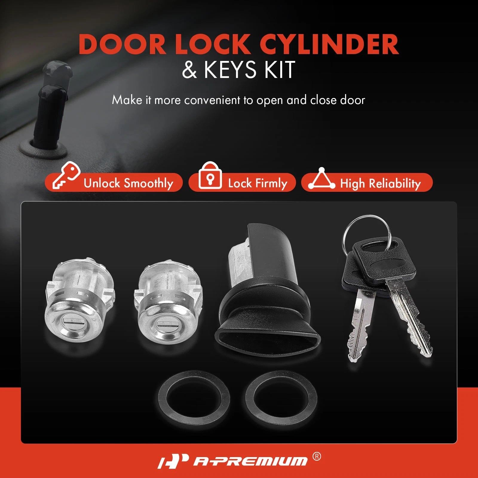 Door Lock Cylinder Set with 2 Keys for Ford F-150 F-250 F-350 (1997–2003)
