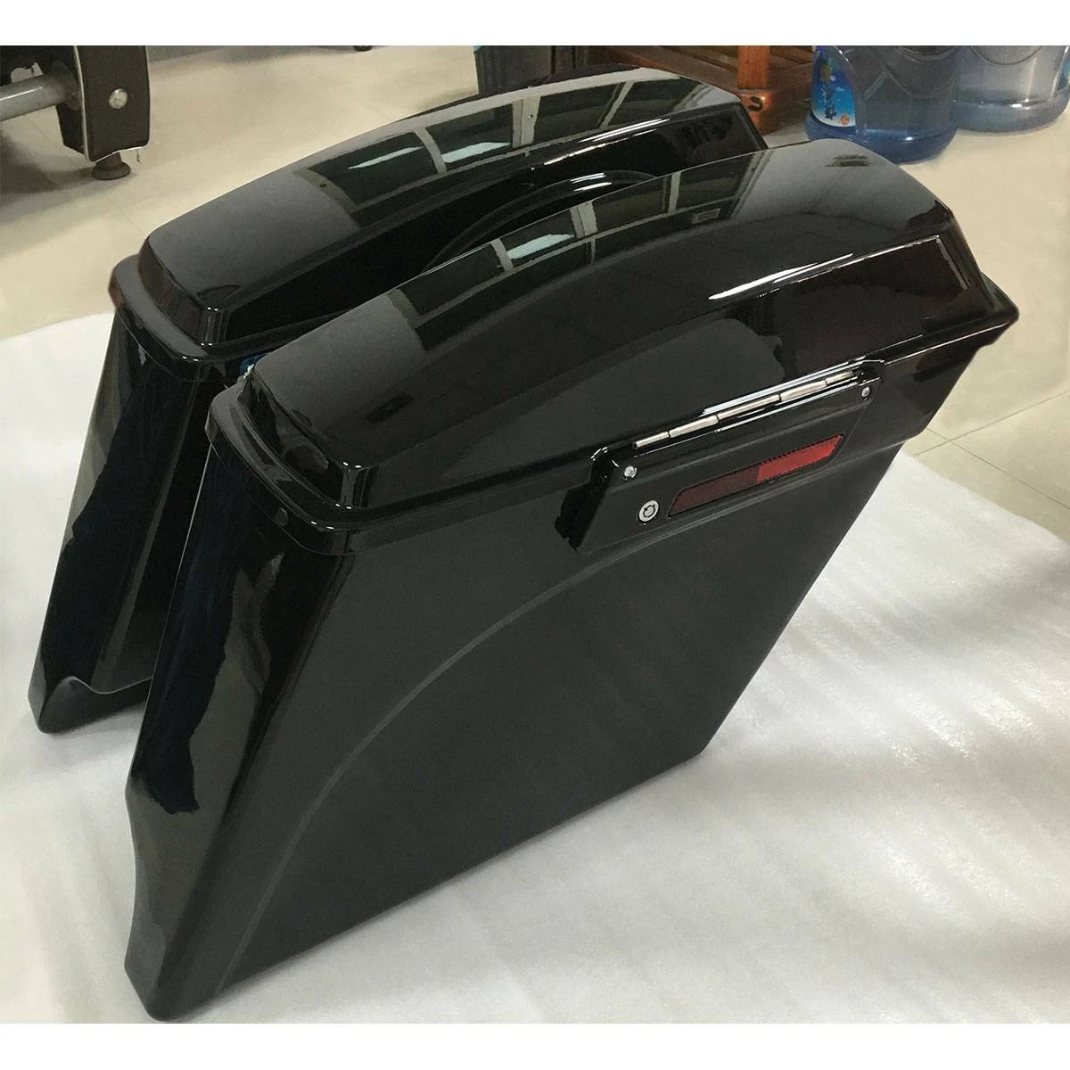 5" Extended Stretched Hard Saddlebags + Conversion Brackets for Harley Softail