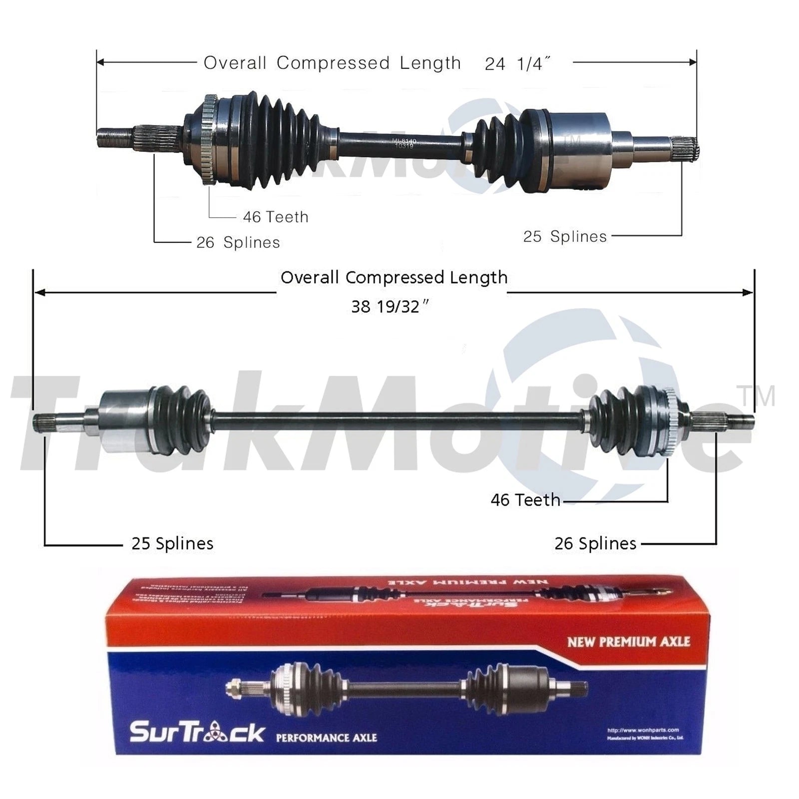 Set of 2 Front CV Axle Shafts for Chrysler Sebring Dodge Stratus (2001–2006)