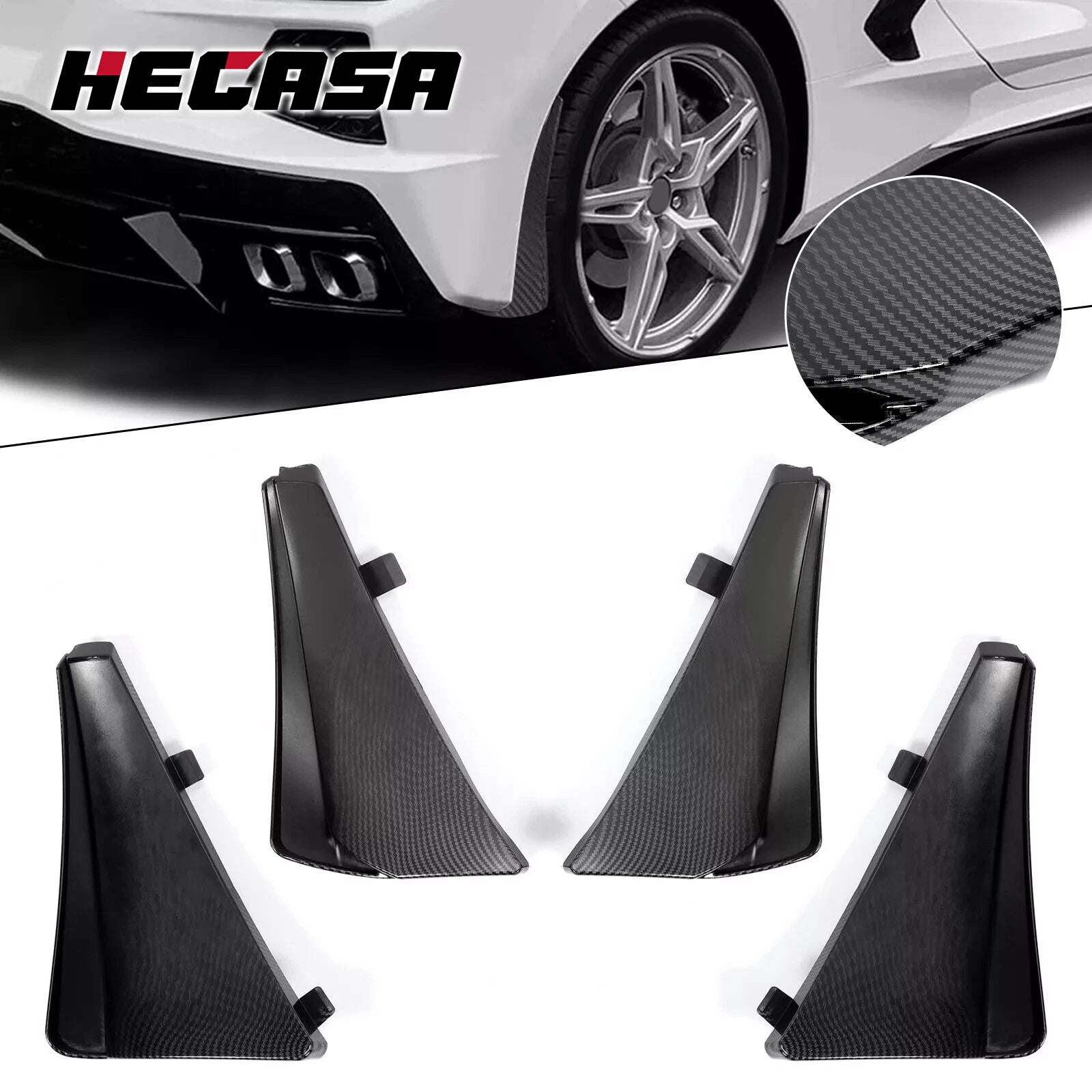 Extended Mud Flaps for Corvette C8 (2020–2023) XL Carbon Style