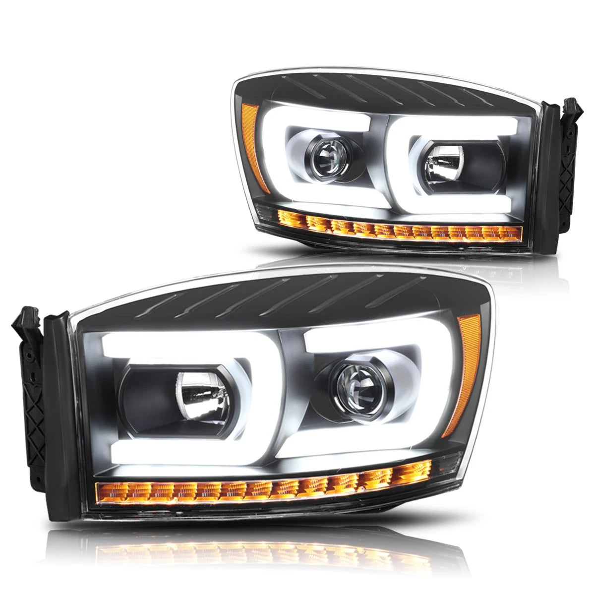 C-Bar LED DRL Chasing Signal Projector Headlight for Ram (2006–2009)