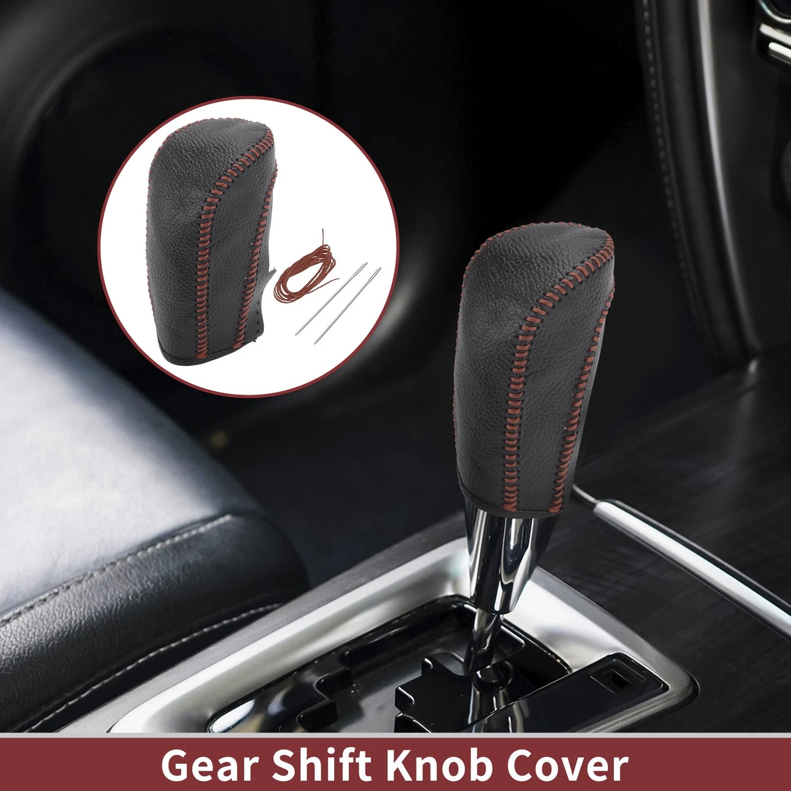 Gear Shift Knob Cover for Ford Fiesta (2009–2012) Brown Faux Leather