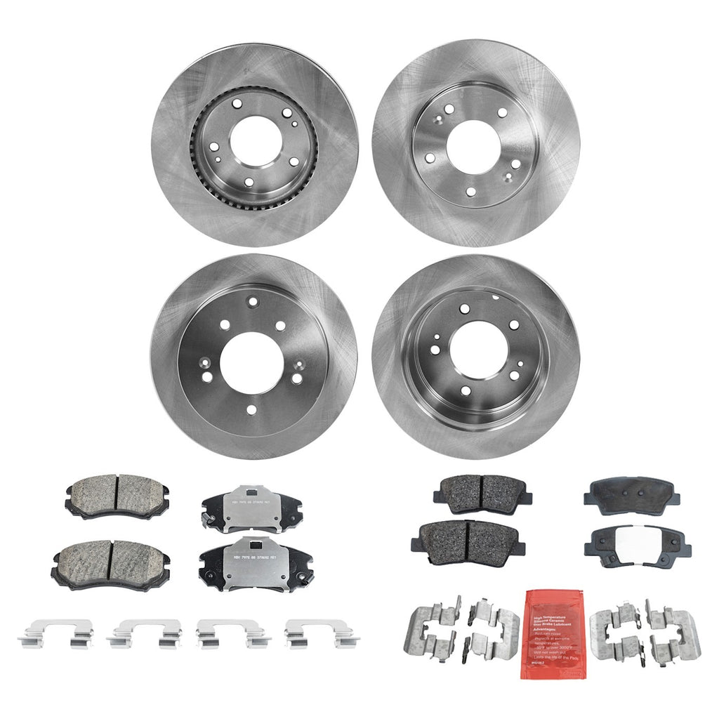 Brake Disc Brake Pad Kit for Kia Soul (2010–2011) Front and Rear Set