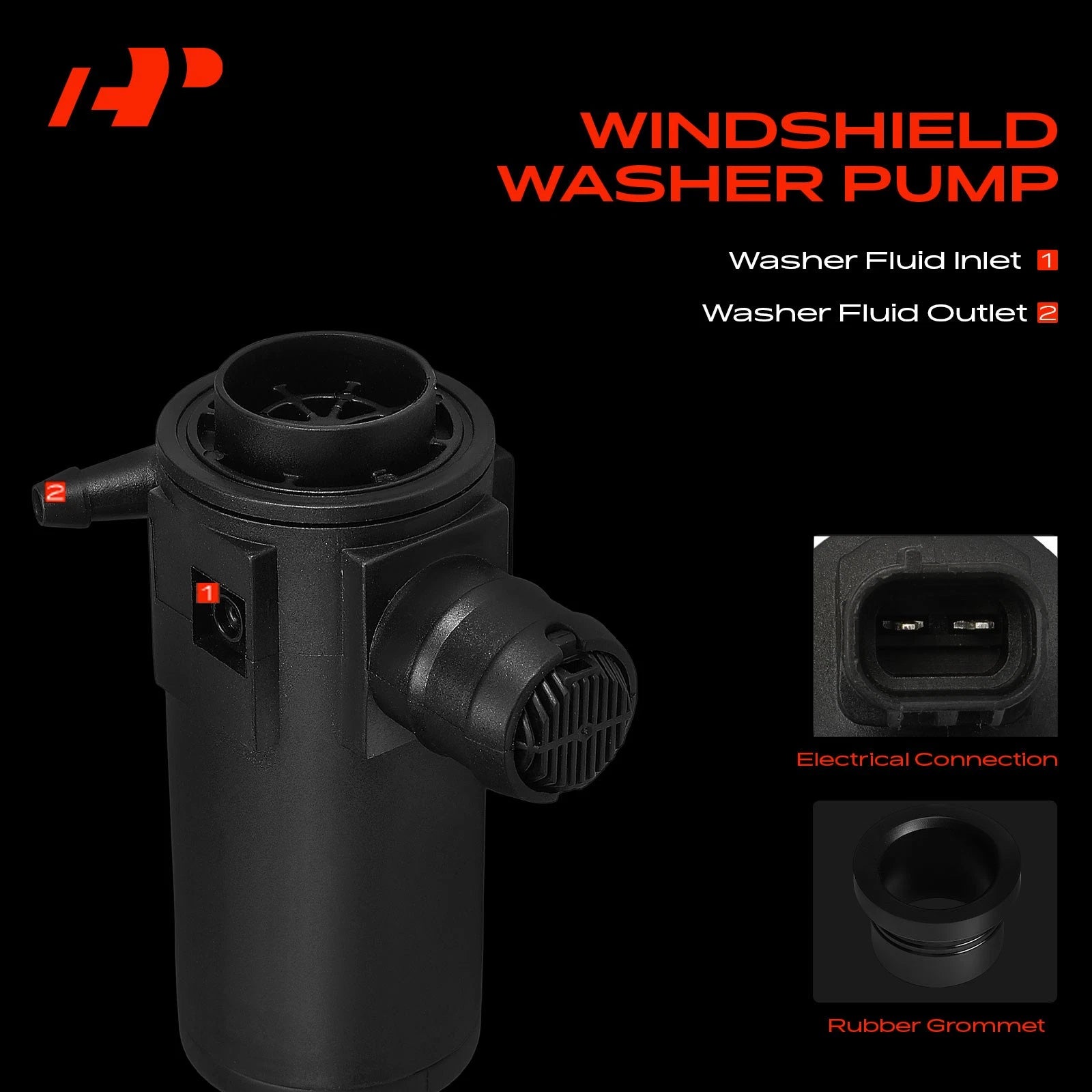 Windshield Washer Pump with Rubber Grommet for Toyota Camry (2007-2011)