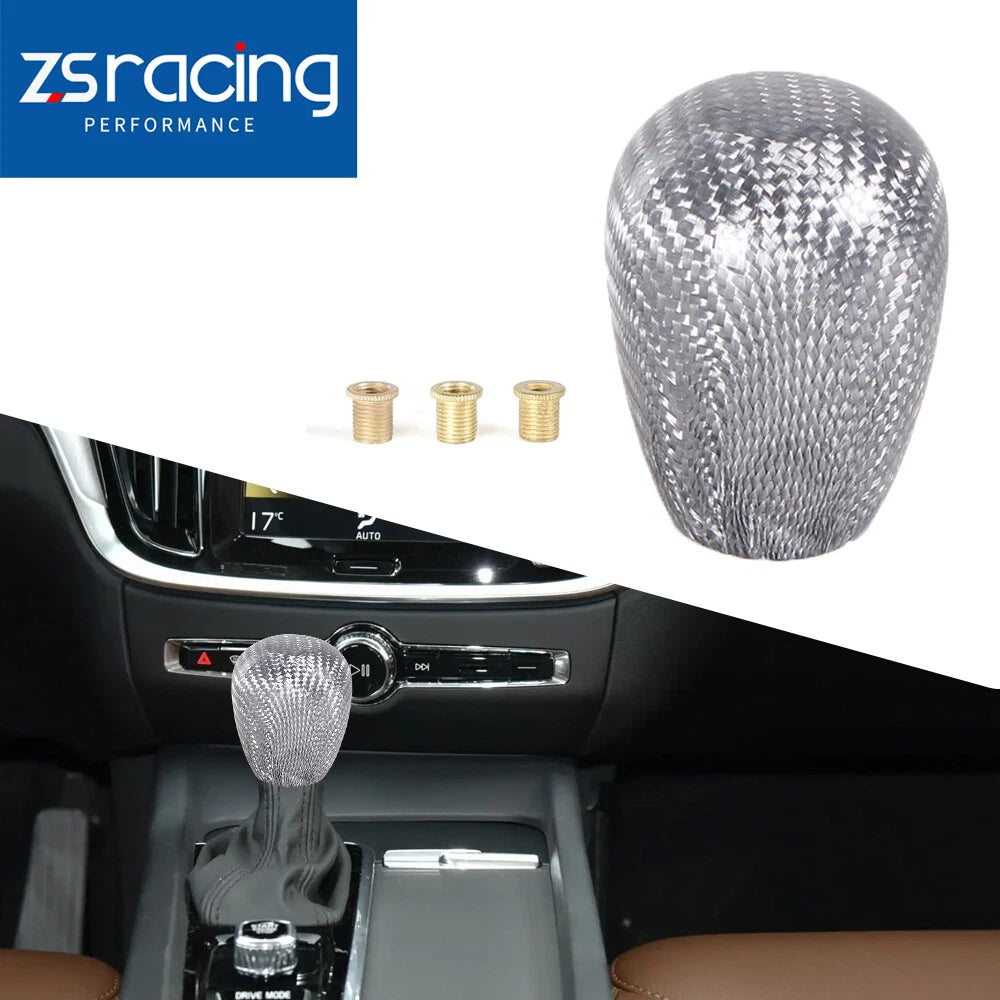 Universal JDM Silver Carbon Fiber Manual Gear Shift Knob Shifter Lever