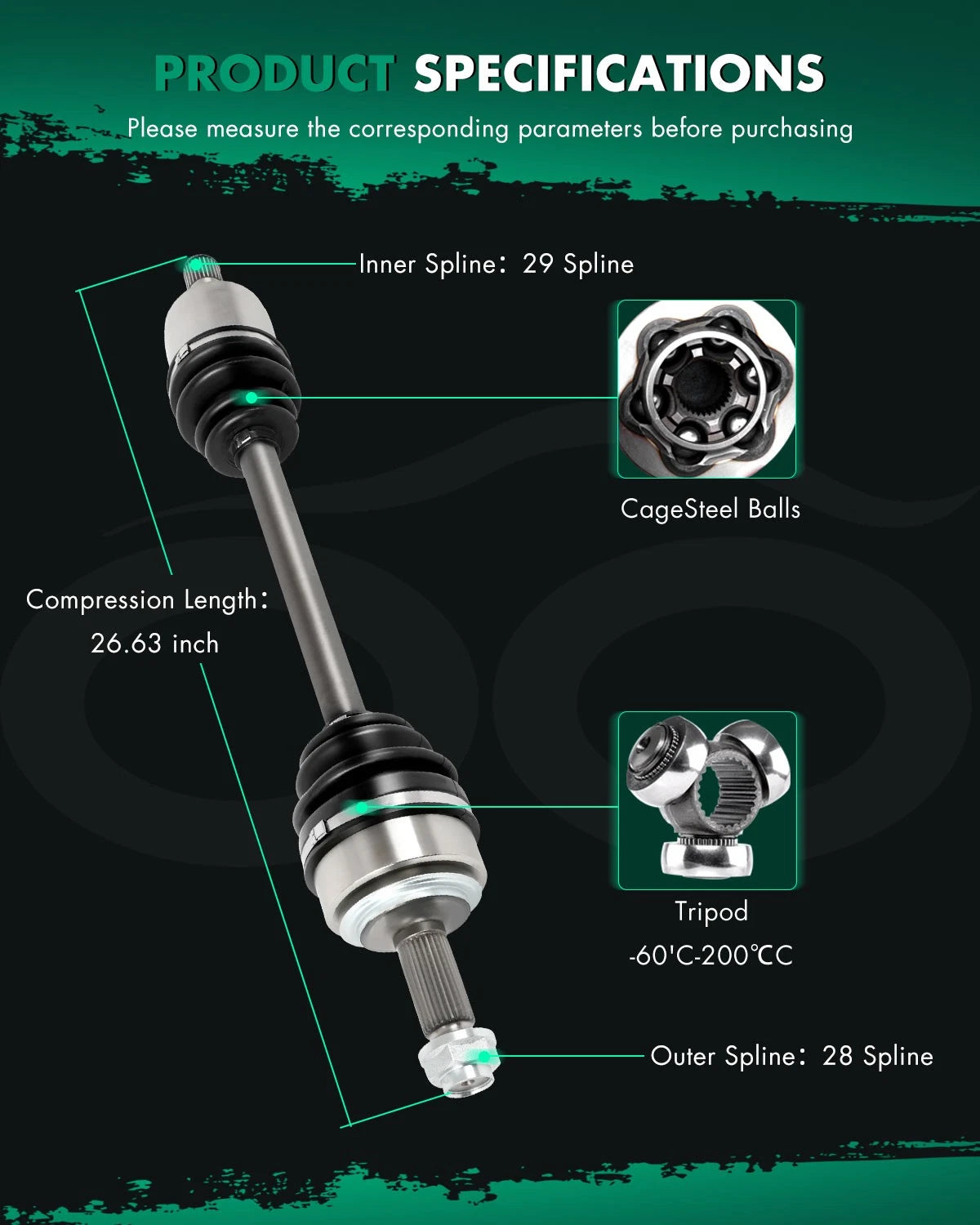 Front Left CV Axle for Honda Accord 3.0L (2003–2007) Acura TL 3.2L (2004–2006)