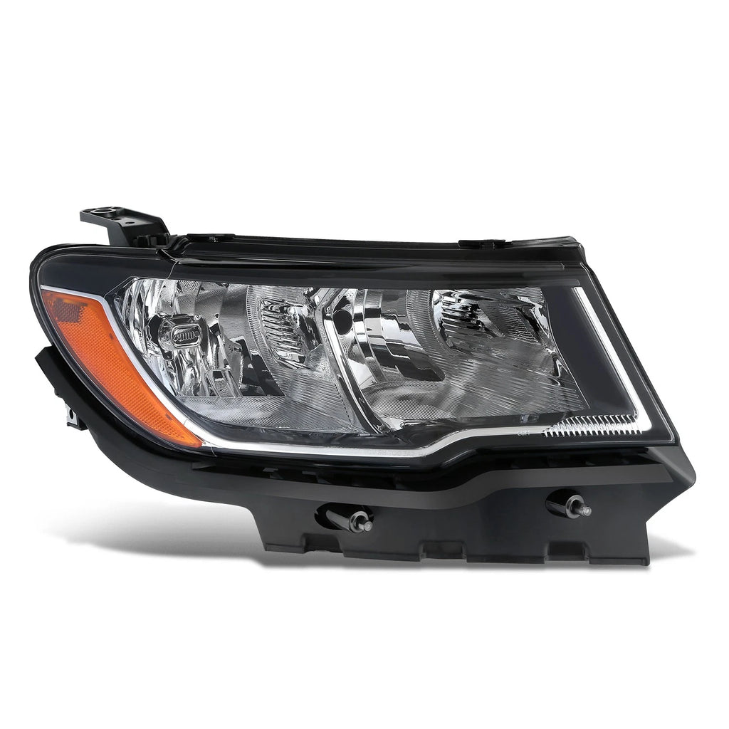 Right Headlight for Jeep Compass (2017–2021) Black Housing Amber Corner