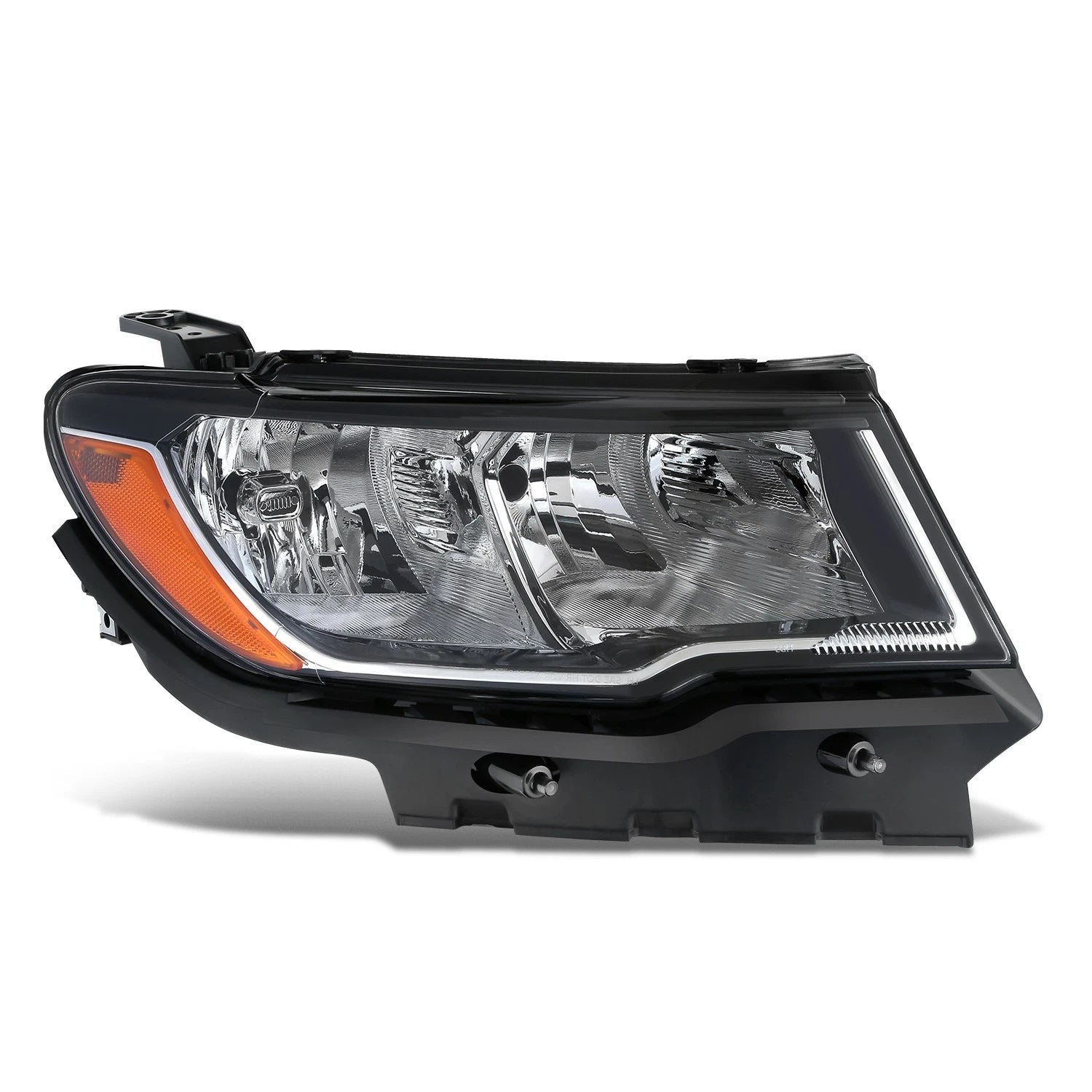 Right Headlight for Jeep Compass (2017–2021) Black Housing Amber Corner