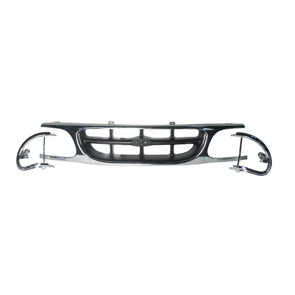Replacement Gray Chrome/Ready to Paint Plastic Front Grille-See Compatible Chart