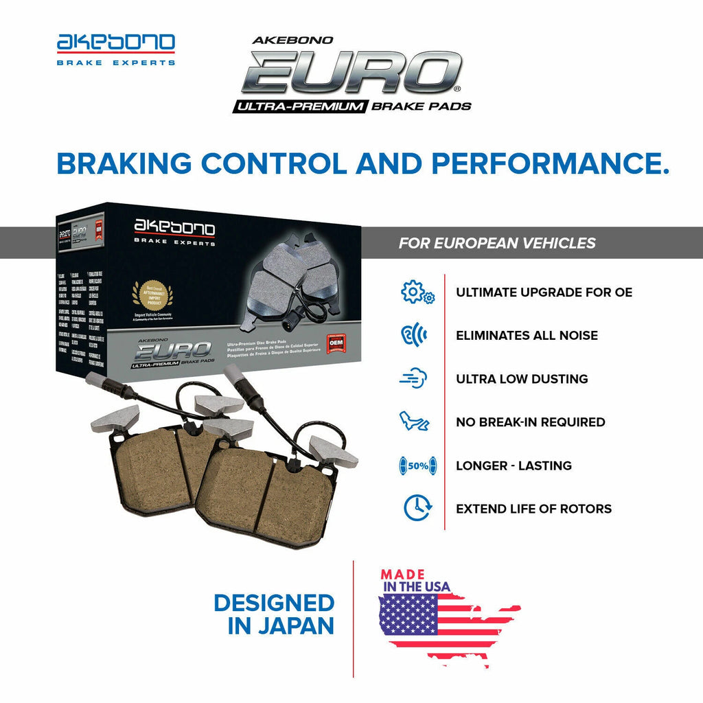 Akebono Euro Ceramic Brake Pad Kit for BMW E60 E63 E64 E65 E66 E92 M3 (2007–2013)