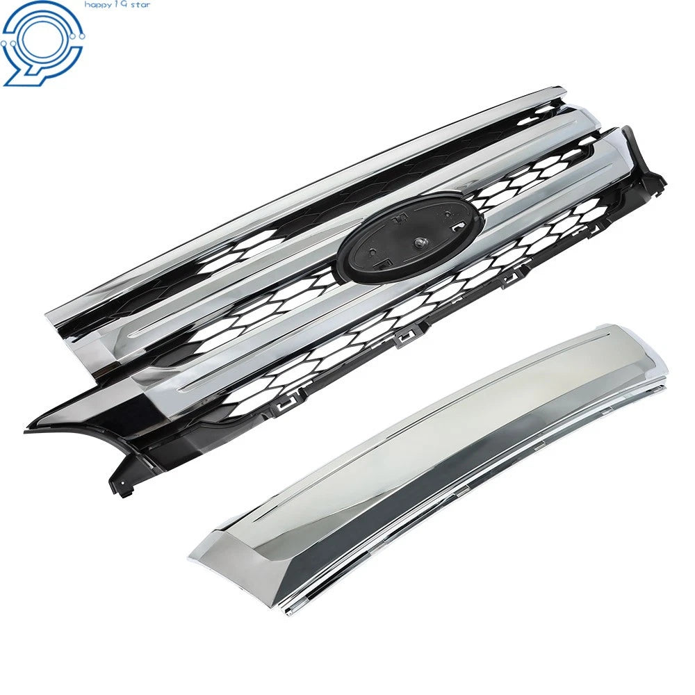 Front Upper Grille Mounting & Trim Molding for Ford Edge (2011-2014) Chrome Black