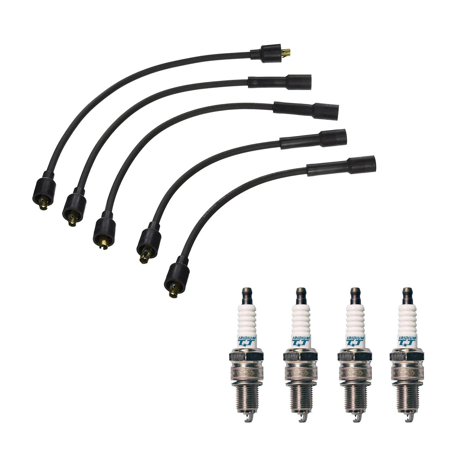 Denso 7mm Wire Set & 4 Iridium TT Spark Plugs for MG Renault Triumph (L4)