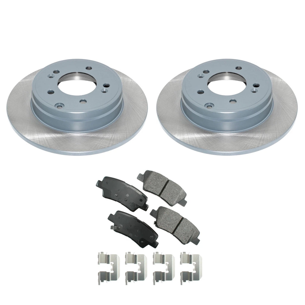 Rear Rotors & Akebono ProACT Ceramic Brake Pads Kit for Azera Sonata (2011–2016)