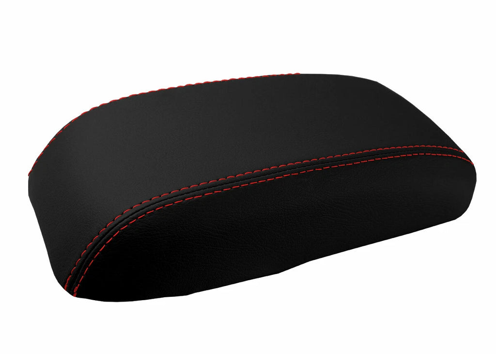 Leather Console Lid Armrest Cover for Dodge Neon (2000–2005) Red Stitch