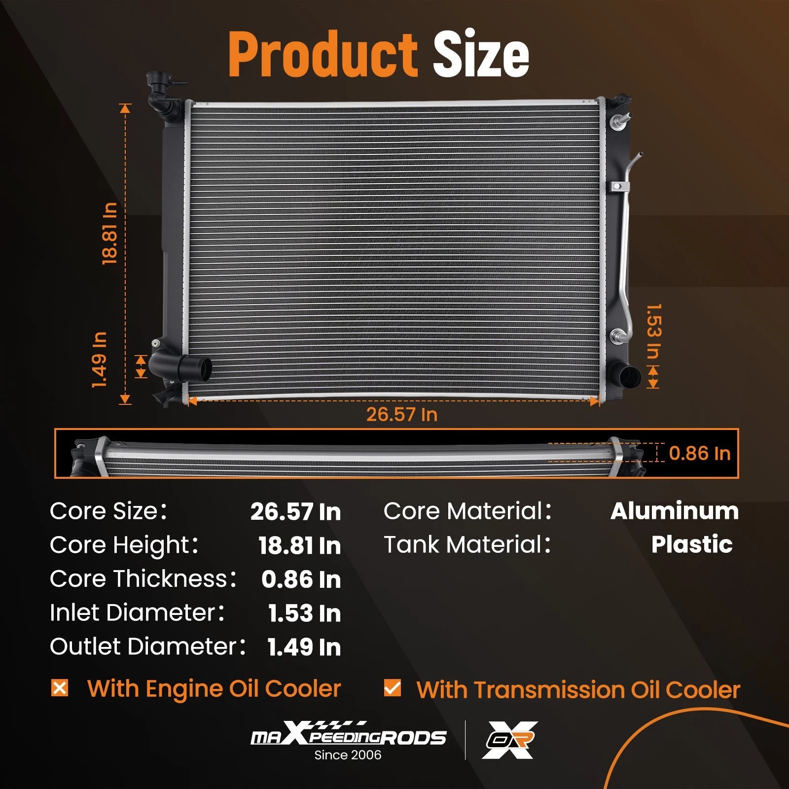 Aluminum Radiator for Toyota Sienna (2007–2010)