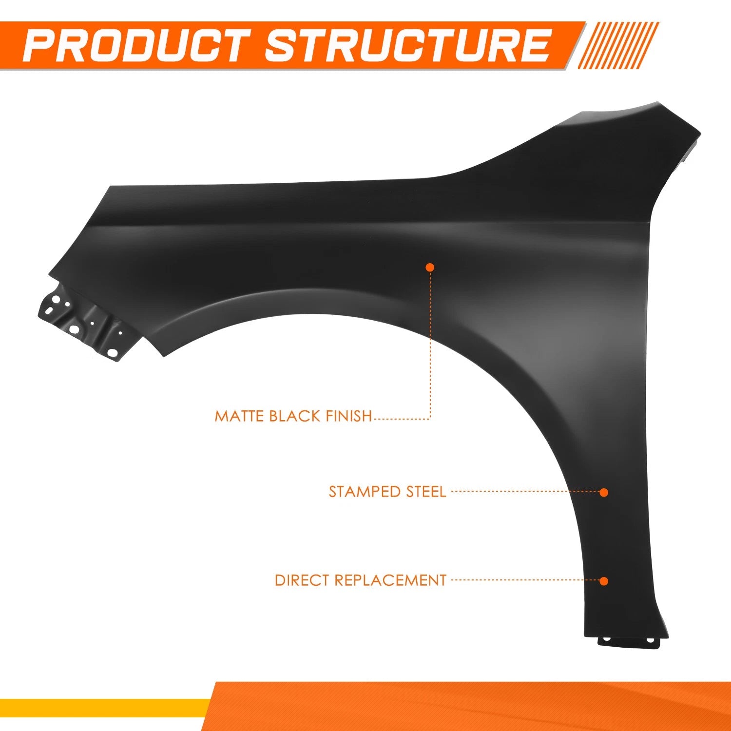 Front Driver Left Side Fender for Chevrolet Impala (2014–2020) - Steel Primered Black