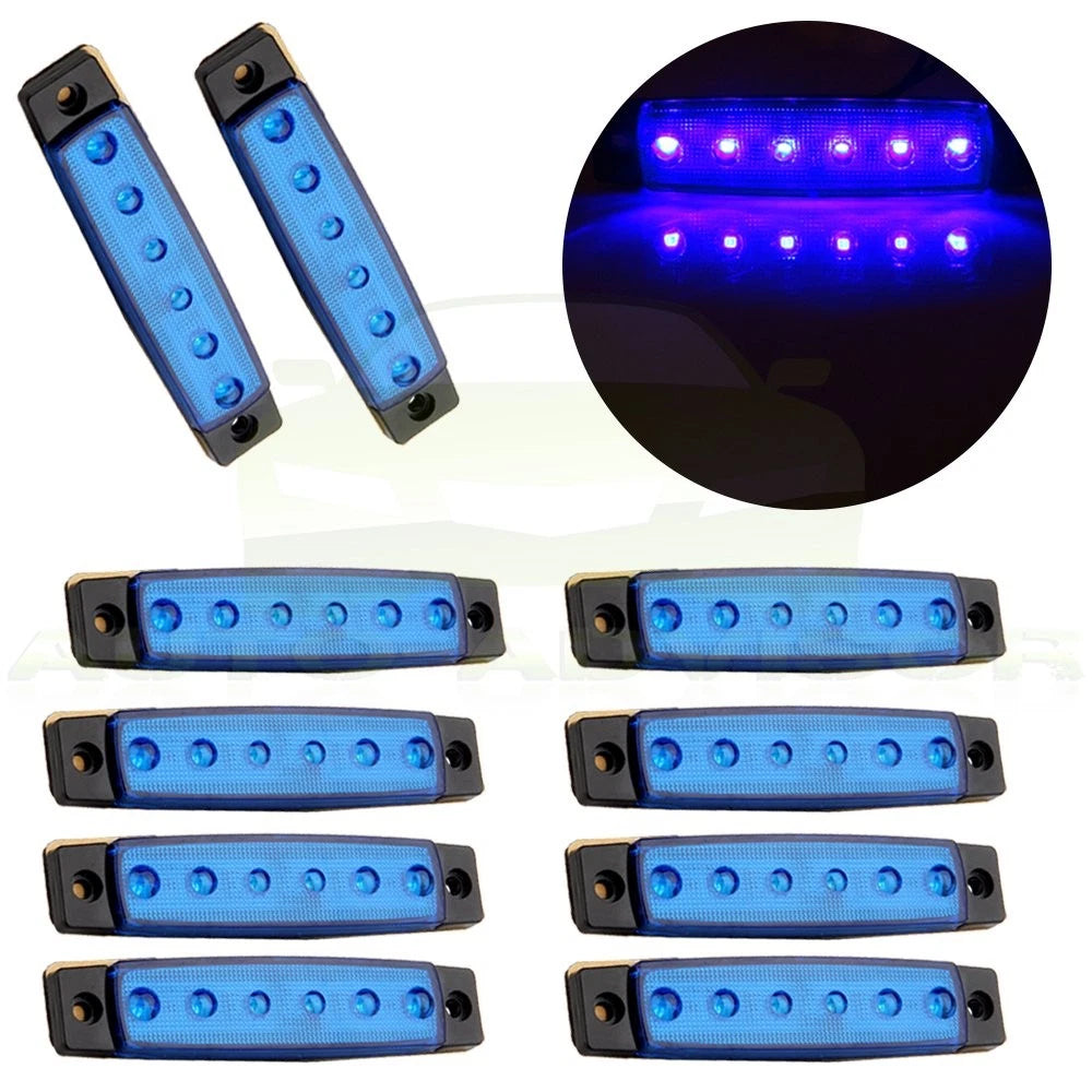 5 Pair Waterproof Blue Side Marker Indicator Light for Trailer Truck (6 Diodes)