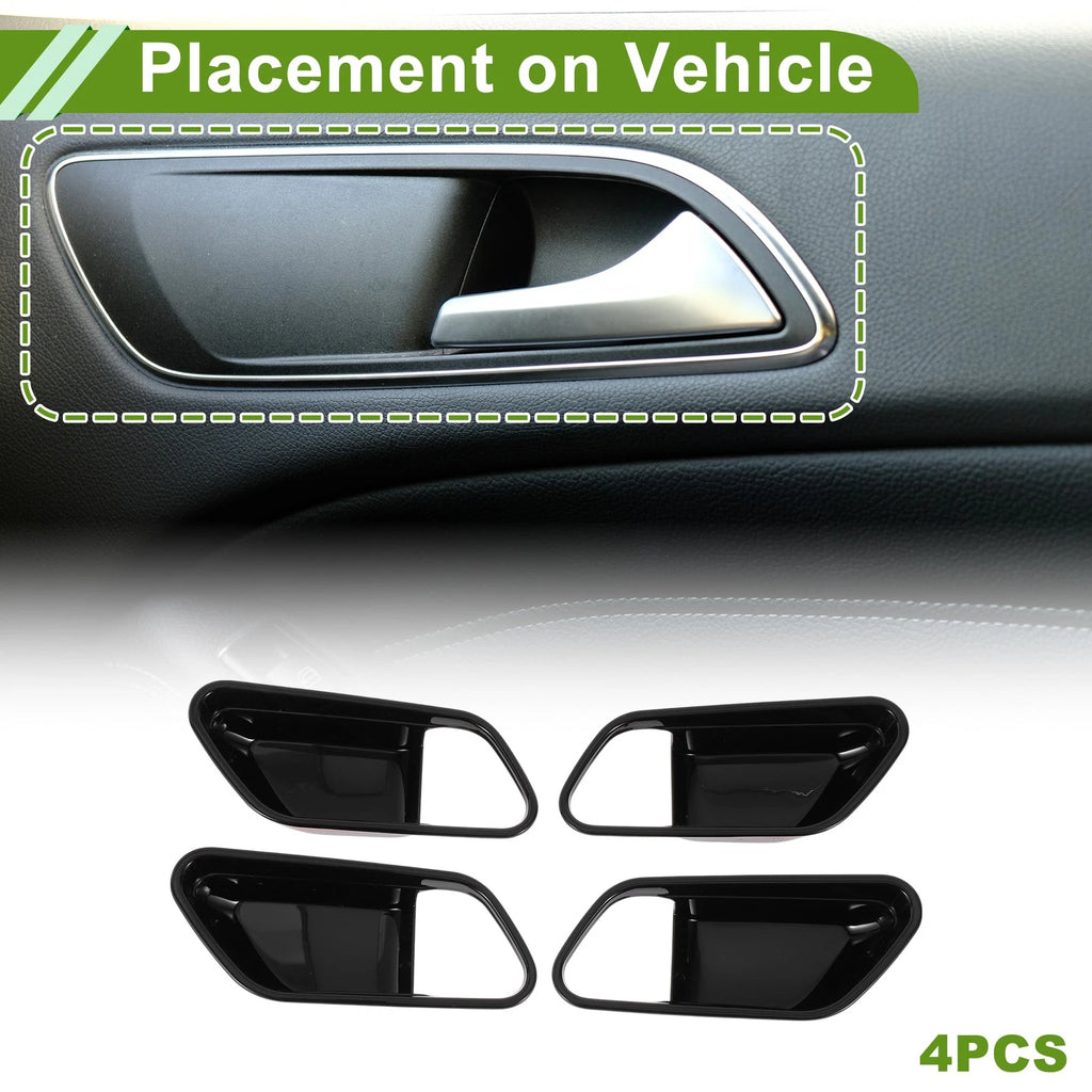 Set of 4 Interior Door Handle Bowl Cover Trim for Nissan Kicks (2025) Black ABS