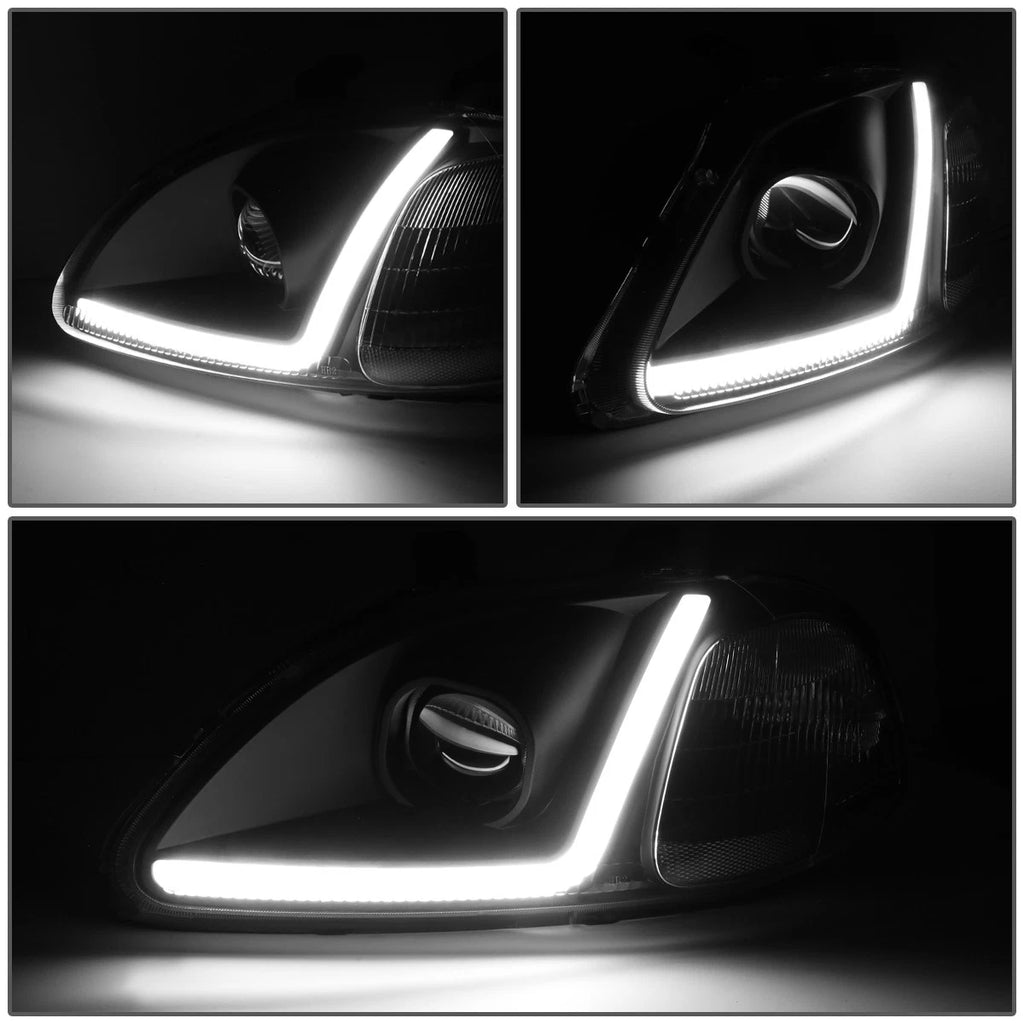 LED DRL Projector Headlight Lamps for Honda Civic (1996–1998)