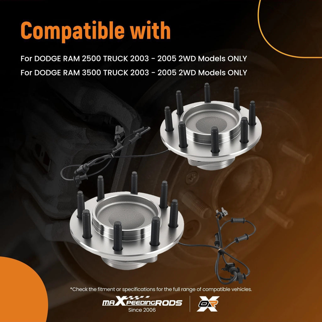 2X Front Wheel Hub Bearings for Dodge Ram 2500 3500 2WD (2003-2005)