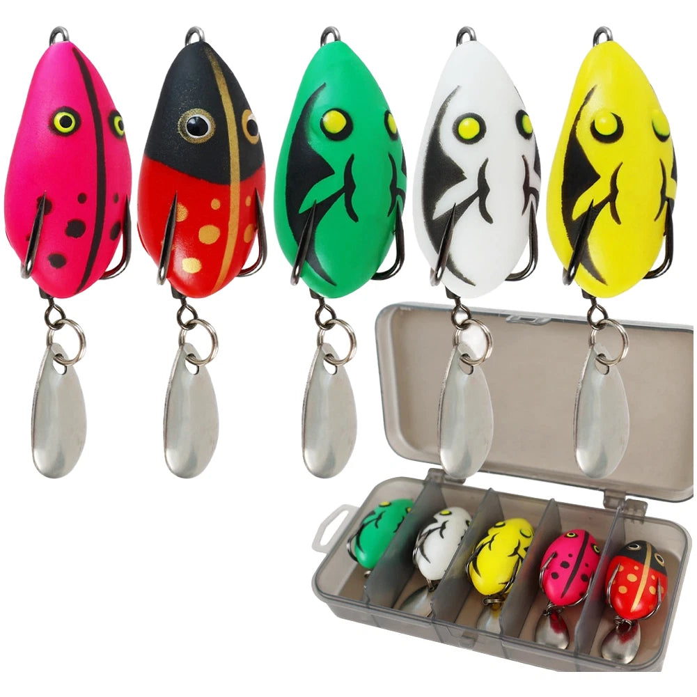 5X Soft Silicone Amphibian Lures with Double Steel Hooks for Fishing