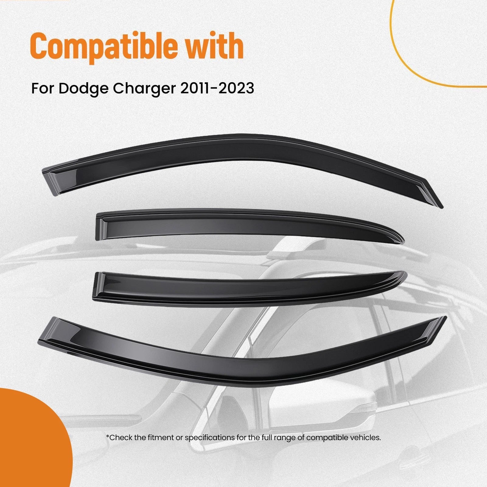 Set of 4 Window Visor Rain Guards for Dodge Charger (2011–2023)