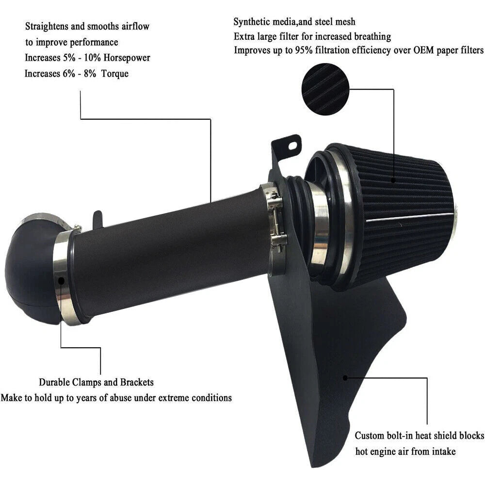 4" Black Heat Shield Cold Air Intake for Dodge 300/Challenger SRT8 (2005–2010)