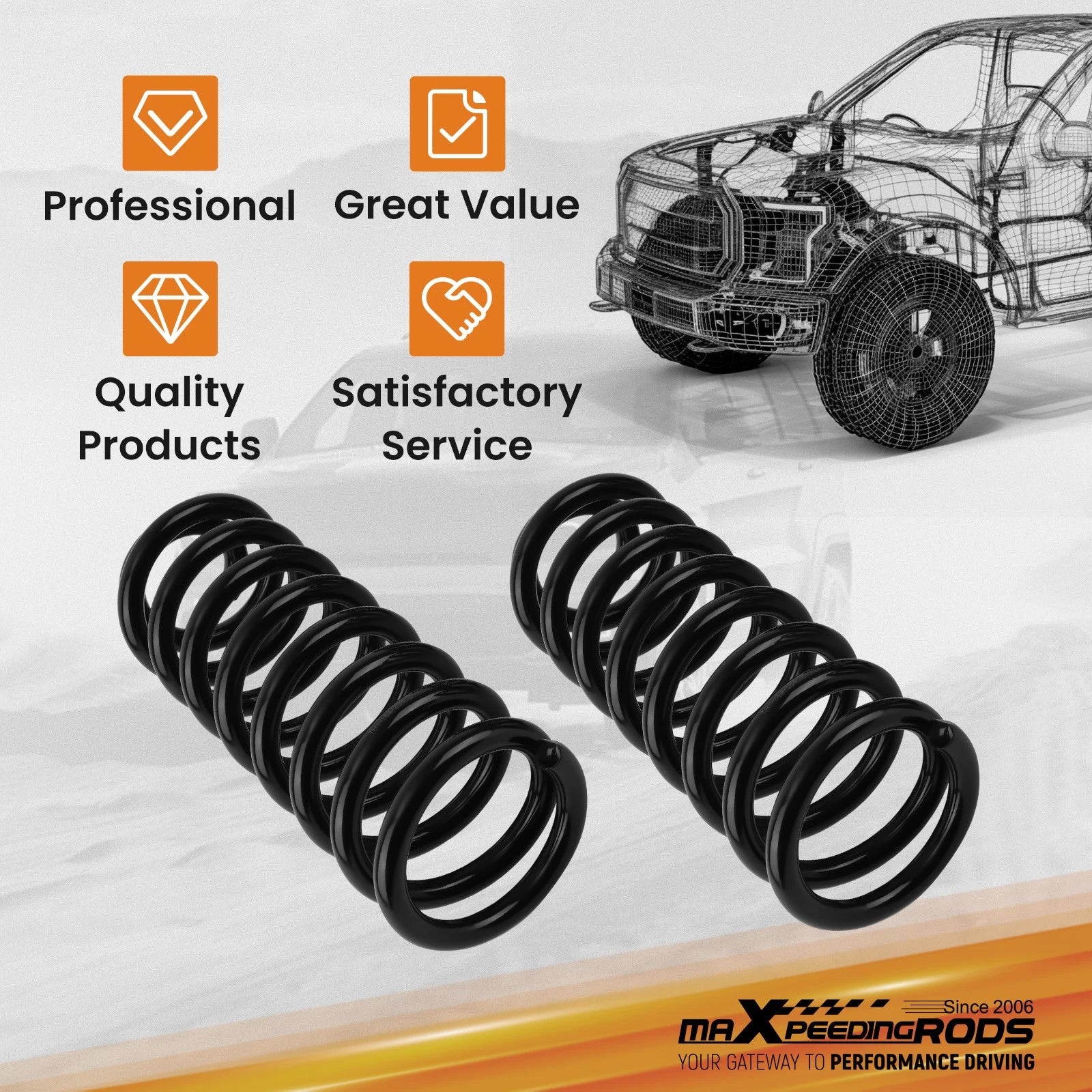2" Front Lowering Springs for Ford F150 2WD 4WD (2004–2013) Powder Coated