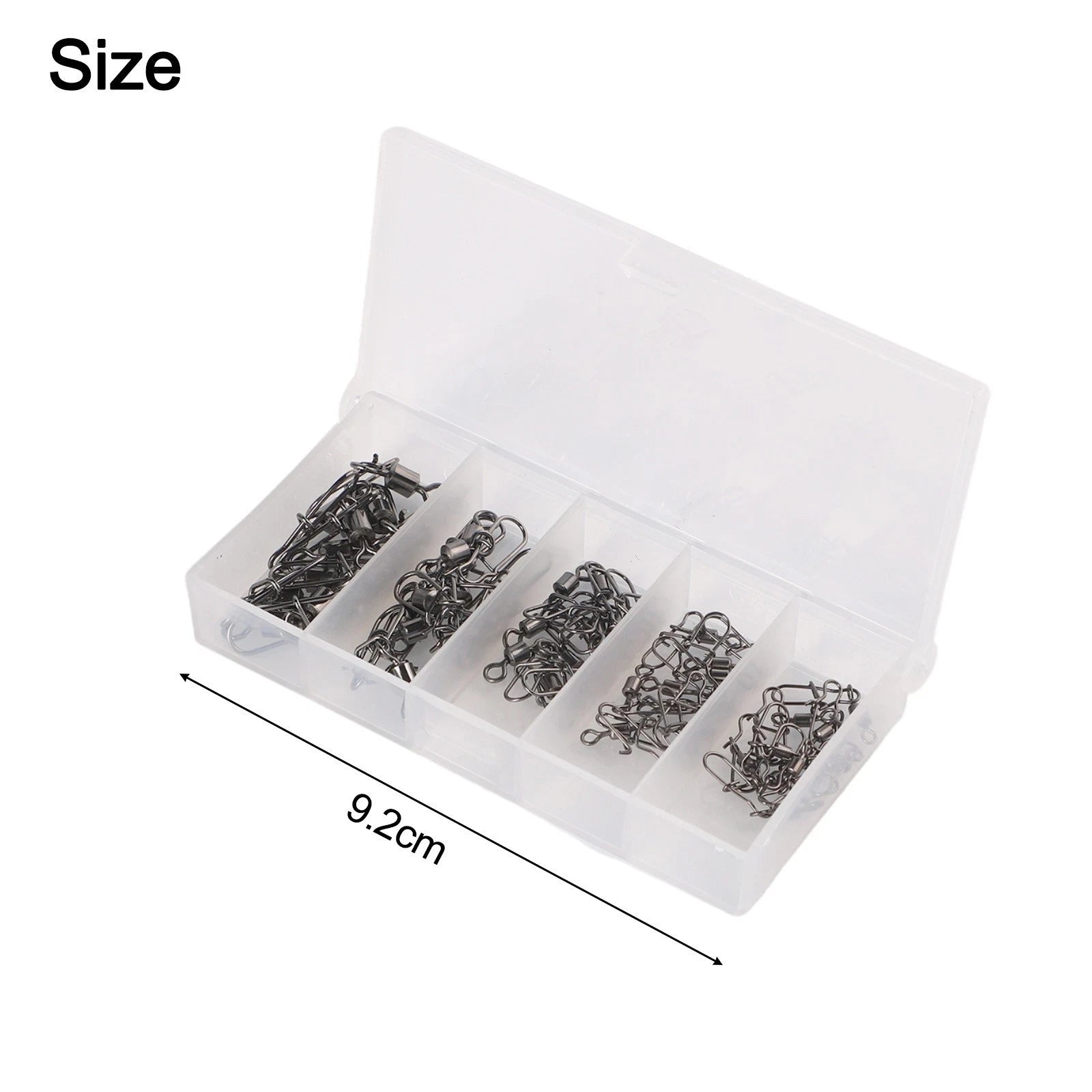 50pcs Fishing Swivels Clips 4# 6# 8# 10# 12# Copper Iron Material