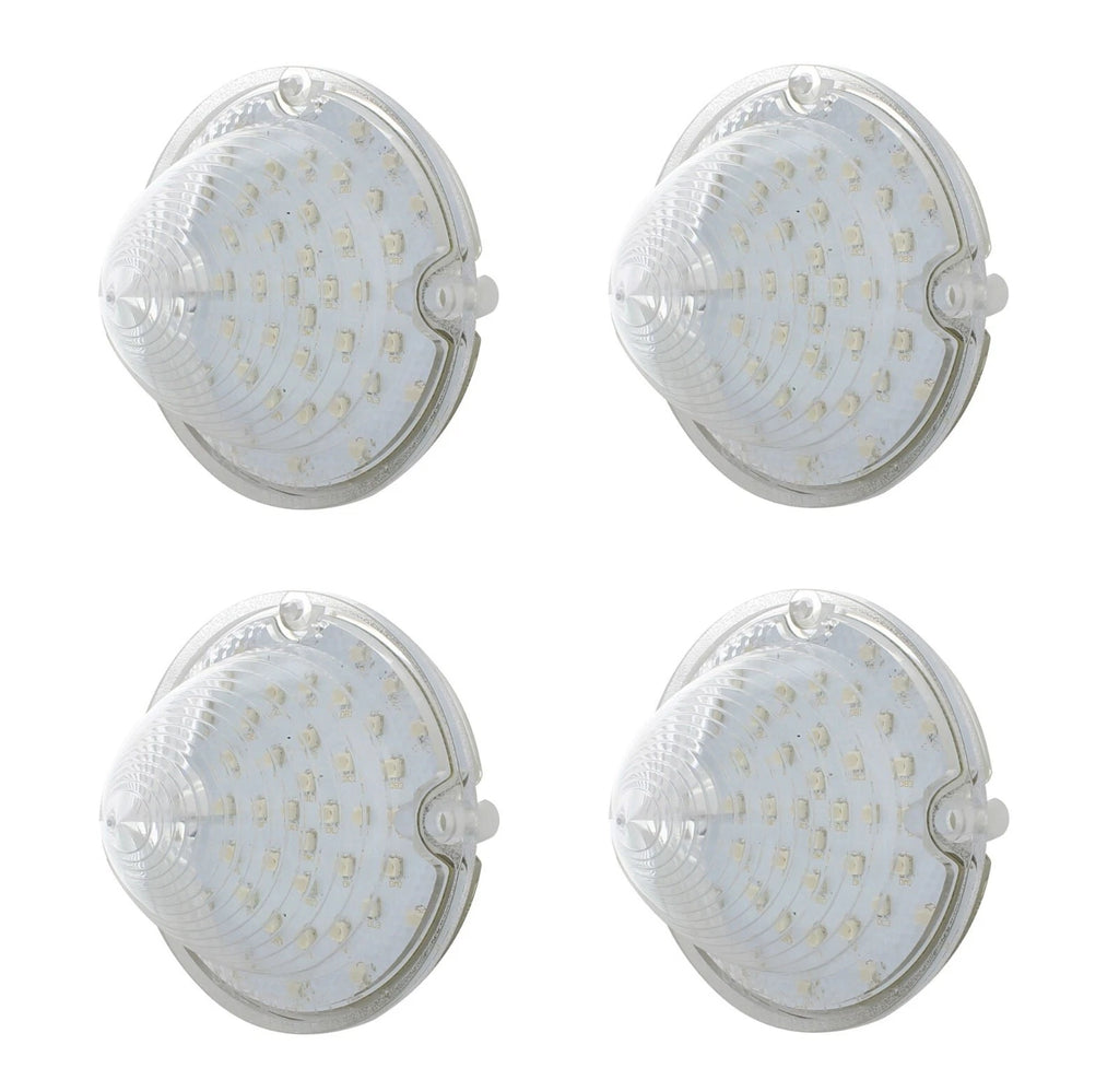 Set 4 LED Front Parking Lights Clear Amber Lens for Chevy Impala (1958)