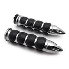 Chrome Bullet Rubber Hand Grips for Harley Chopper Bobber Touring Sportster