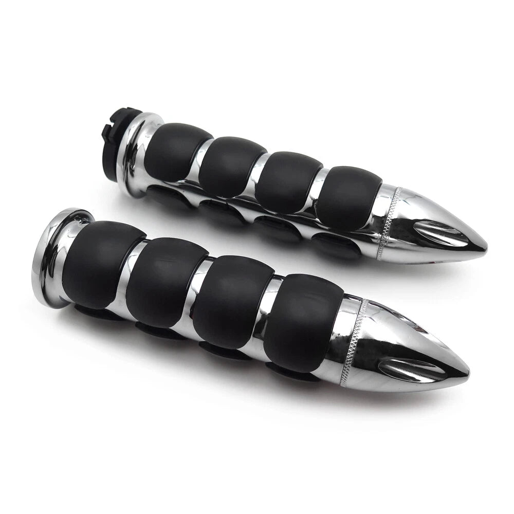 Chrome Bullet Rubber Hand Grips for Harley Chopper Bobber Touring Sportster