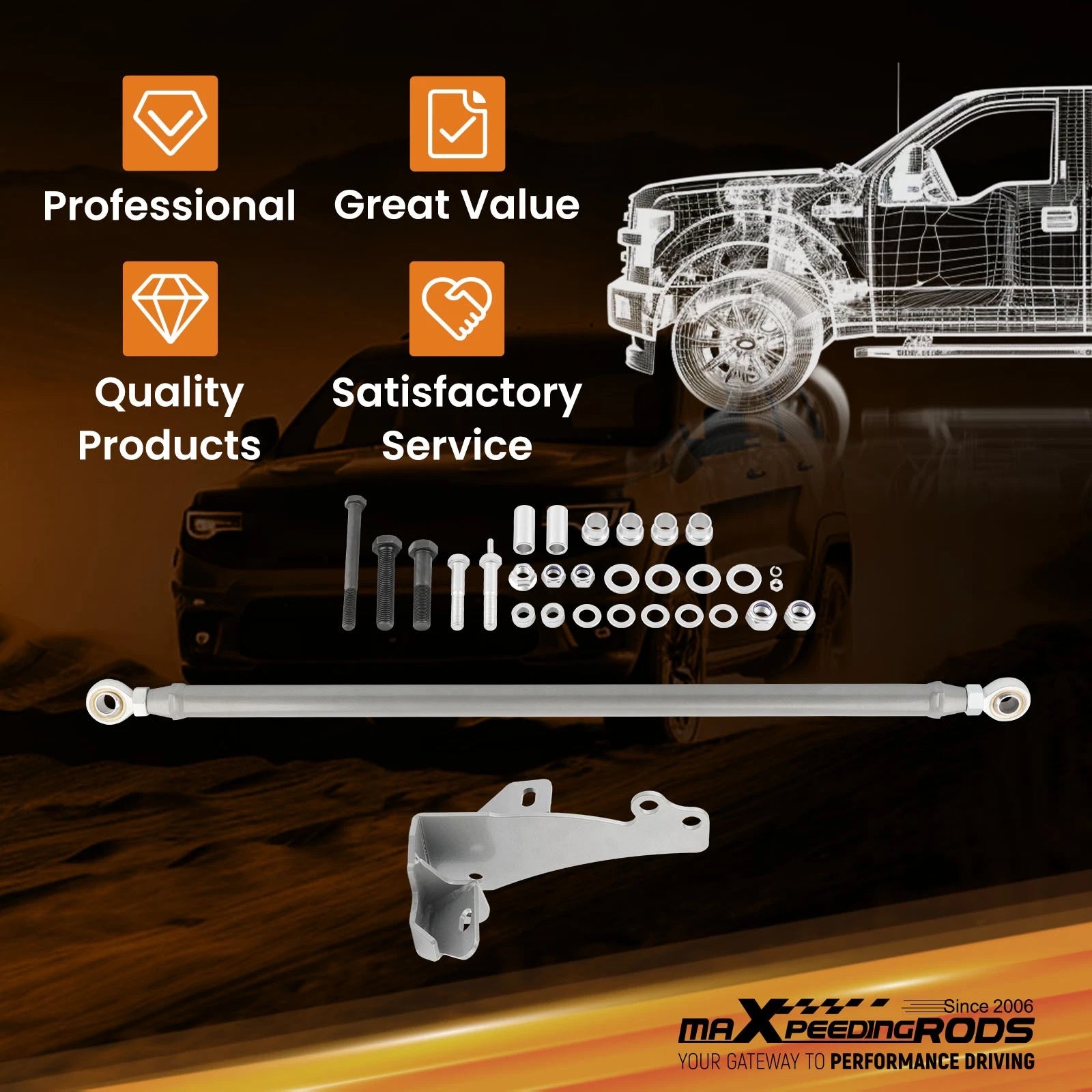 Set of 2 Front Upper & Lower Control Arms for Dodge Ram 2500 3500 (1994-2002)