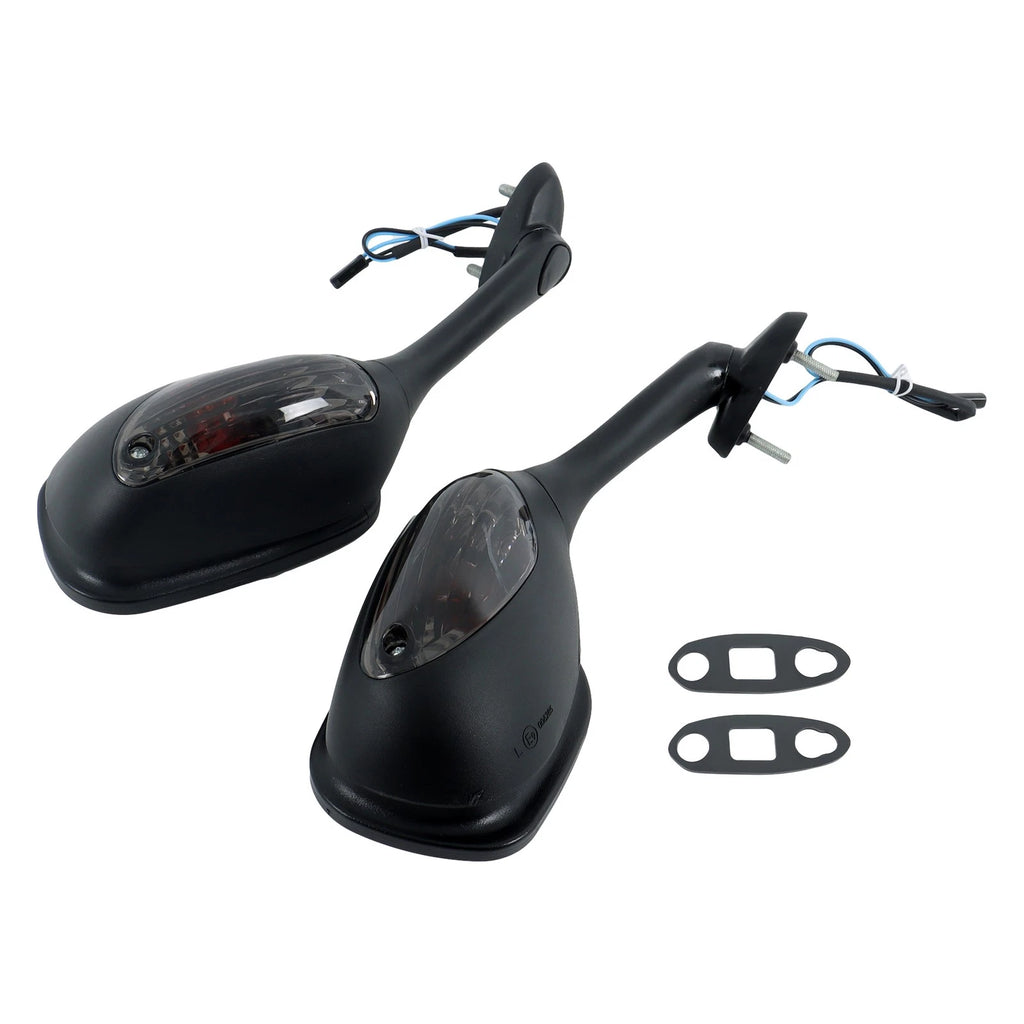 Black Mirrors with Smoke Turn Signals for Suzuki GSXR 600 750 1000 (2005–2015)