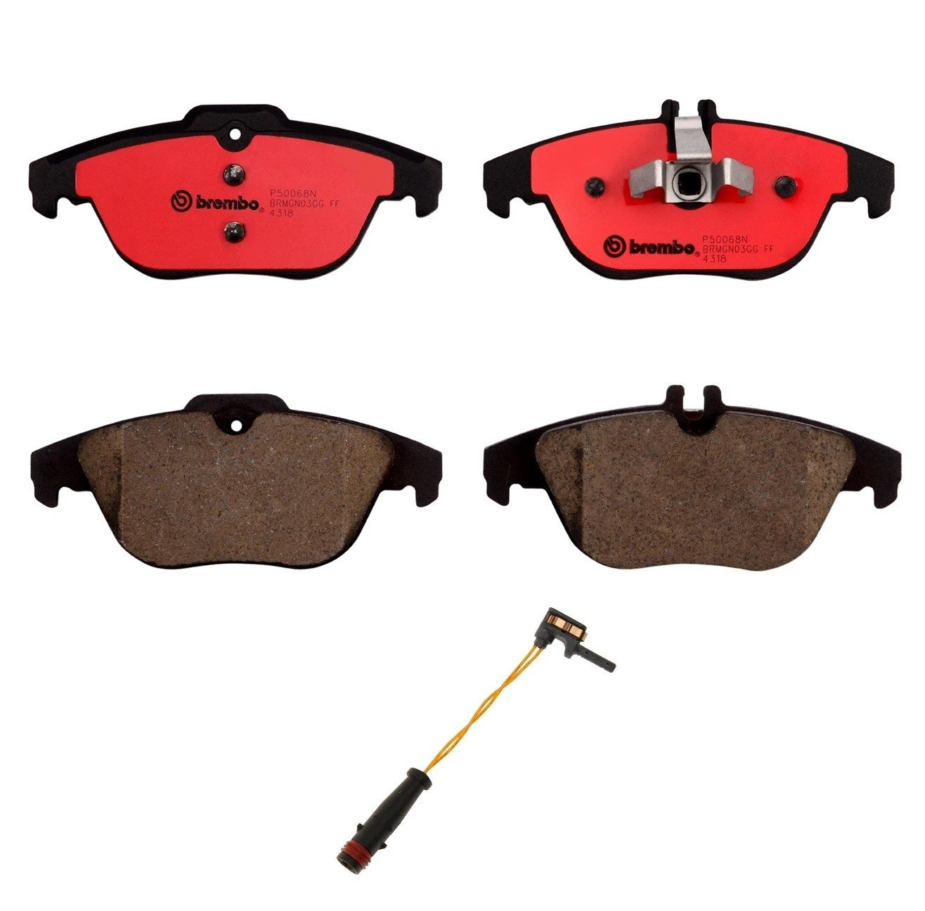 Set of 4 Rear Ceramic Brake Pads & Sensor for Mercedes A207 C204 C207 W204