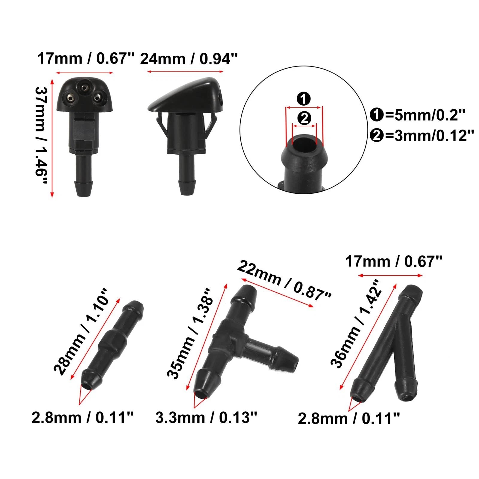 Front Windshield Washer Nozzles Kit for Hyundai Sonata (2002–2005) 98630YY000