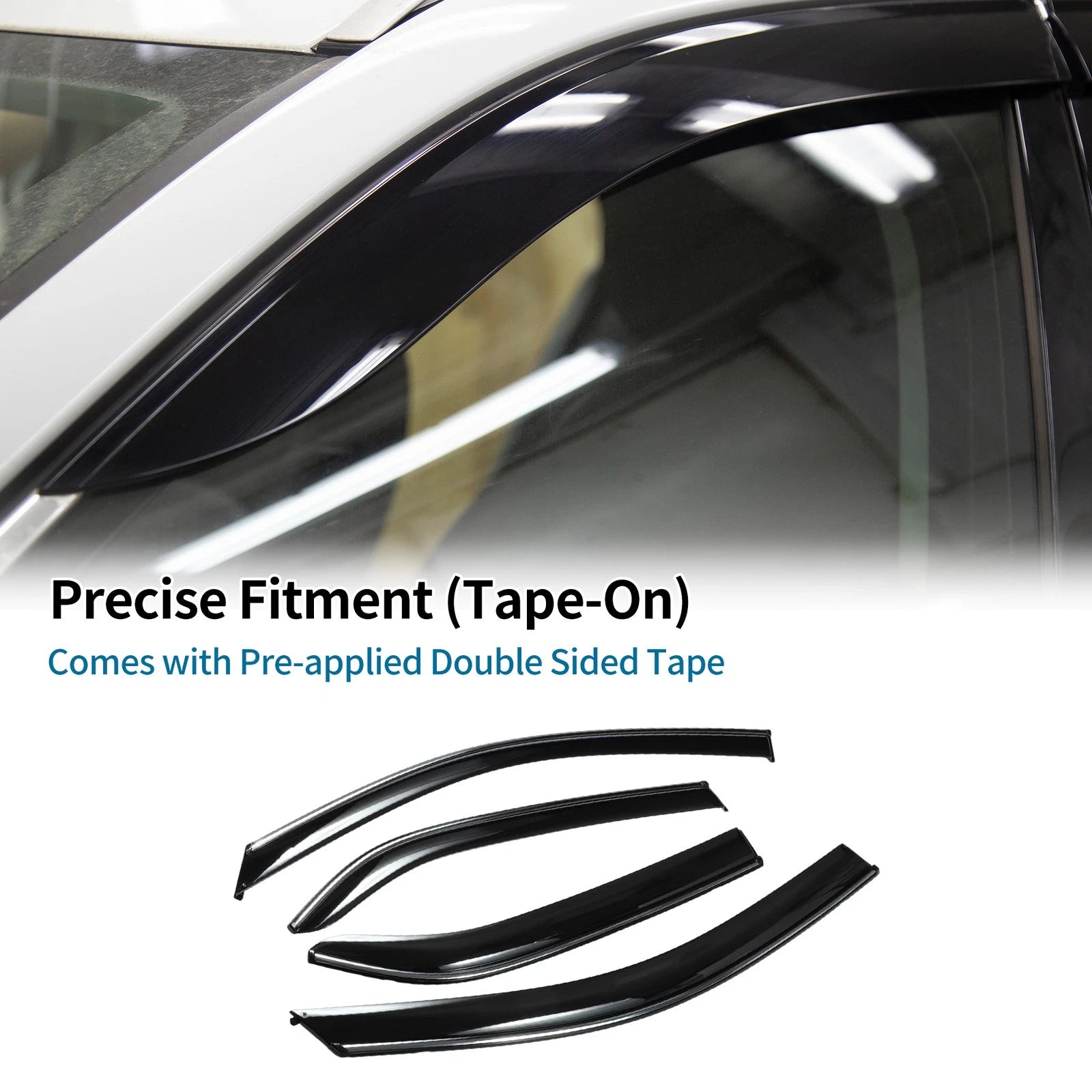 Set of 4 Window Deflectors for Toyota Yaris Sedan (2007) - Black Vent Visor